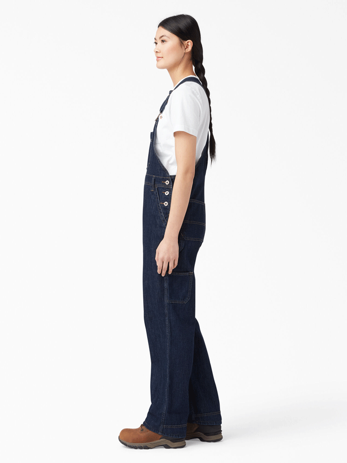 Dickies FB206DIB Women's Relaxed Fit Bib Overalls - Dark Indigo Denim Workwear for Farming, Gardening & Outdoor Activities