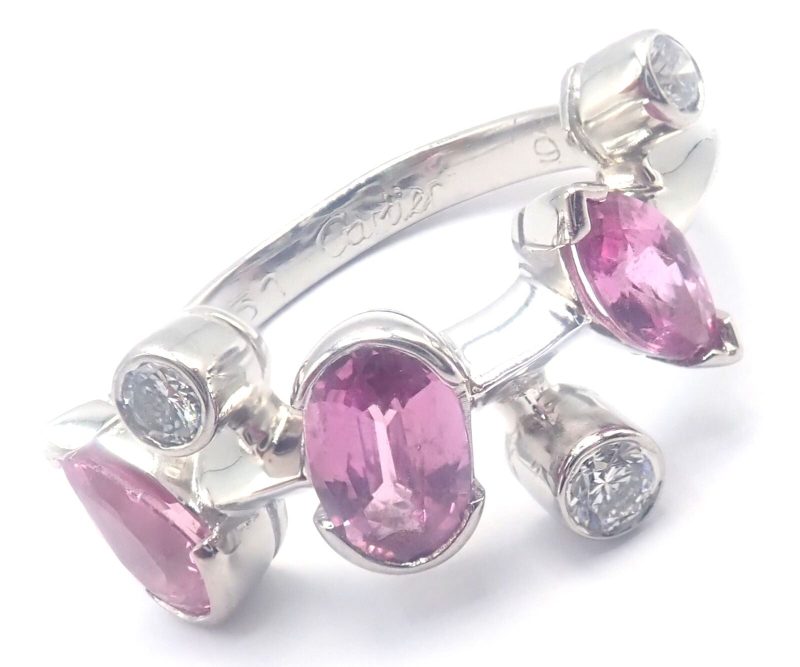 Authentic Cartier Meli Melo Platinum Diamond & Pink Sapphire Band Ring with Certificate - Perfect for Engagement, Anniversary & Luxury Gift Giving