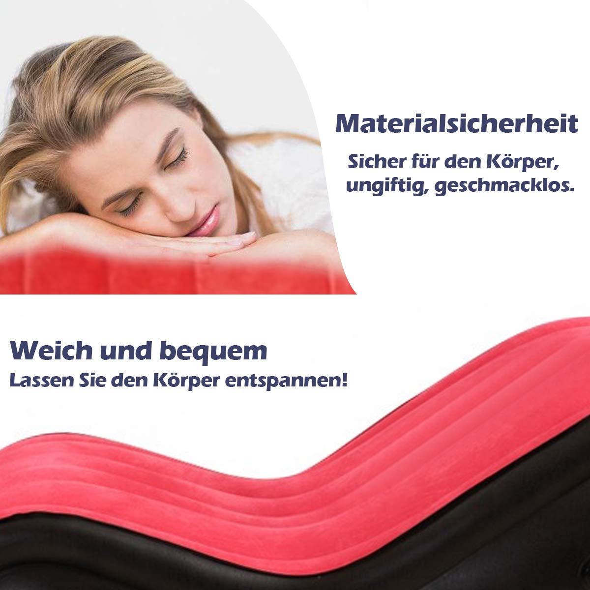 Inflatable Sex Cushion with Handcuffs & Ankle Cuffs + Pump, Portable Erotic Chair for Couples - Multifunctional Lumbar Support, G-Spot Stimulation Adult Toy (Red) - Perfect for Spicing Up Bedroom Play & BDSM Scenes
