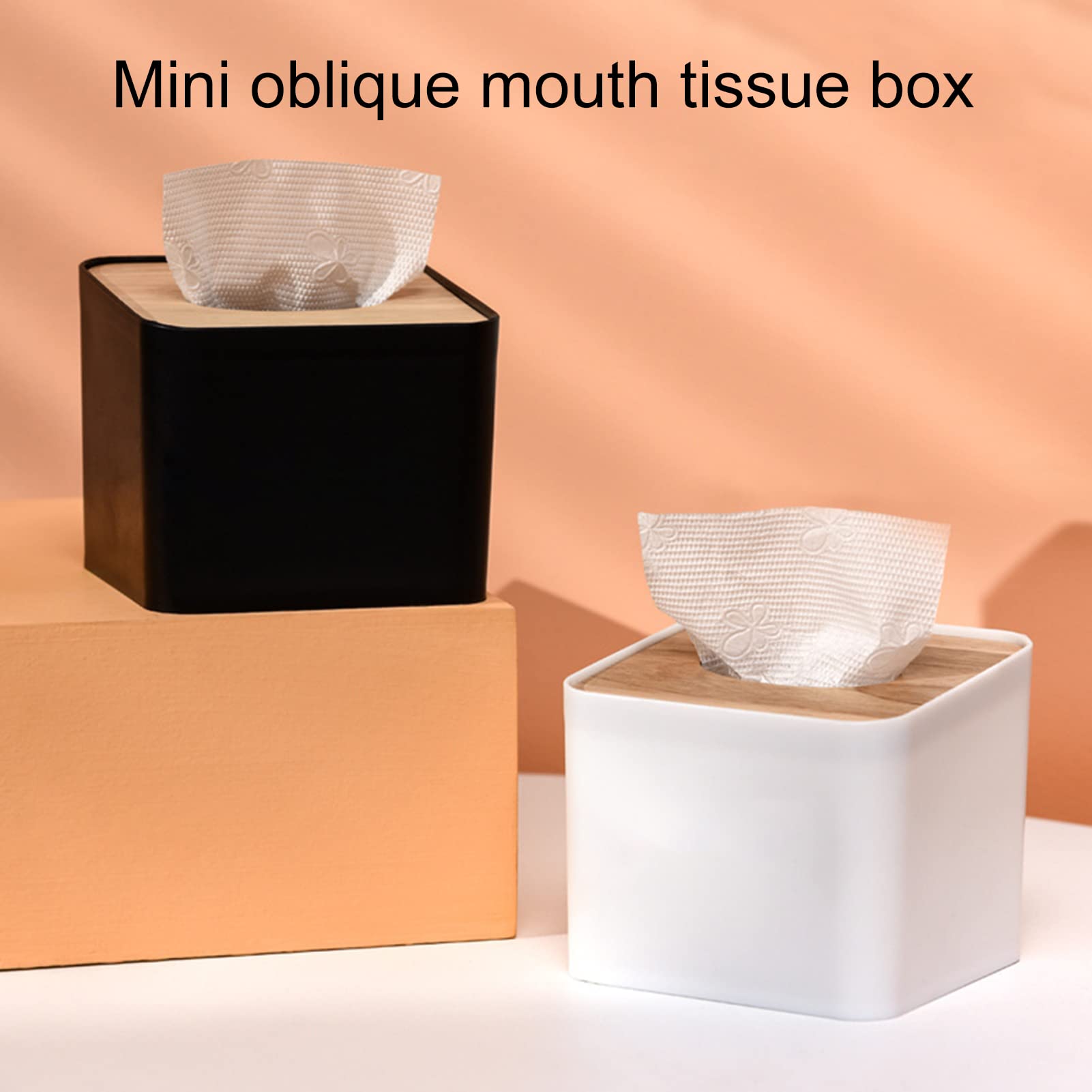Sturdy Black Tissue Box Cover for Disposable Paper Facial Tissues | Mini Square Tissue Dispenser Holder for Bathroom, Kitchen, Office & Living Room | Durable Paper Towel Rack Organizer for Home & Workspace Decor