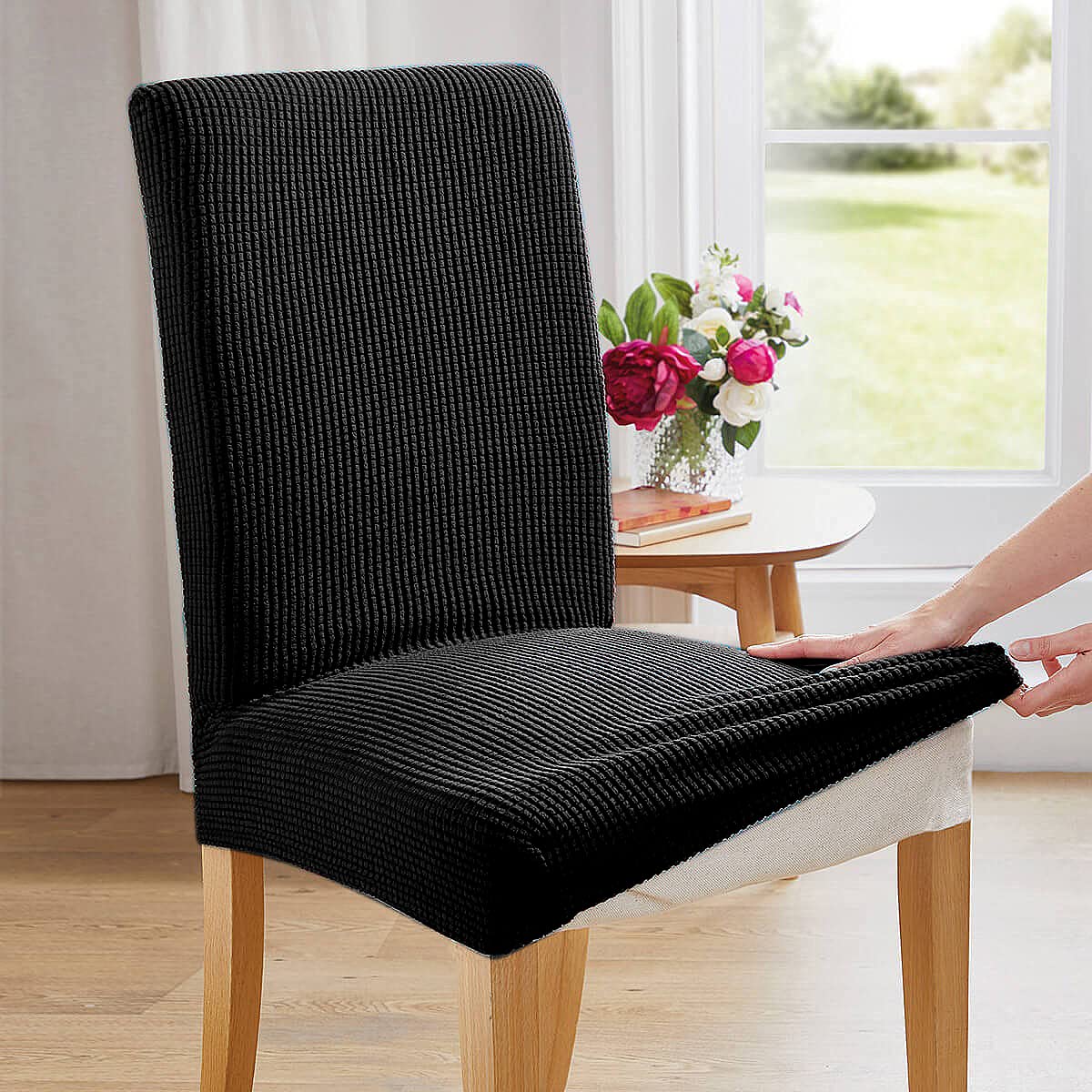 4-Pack Black Dining Chair Covers - Stretchable Slipcovers for Parsons Chairs, Kitchen & Dining Room Seat Protectors - Perfect for Home, Restaurant, and Party Decor