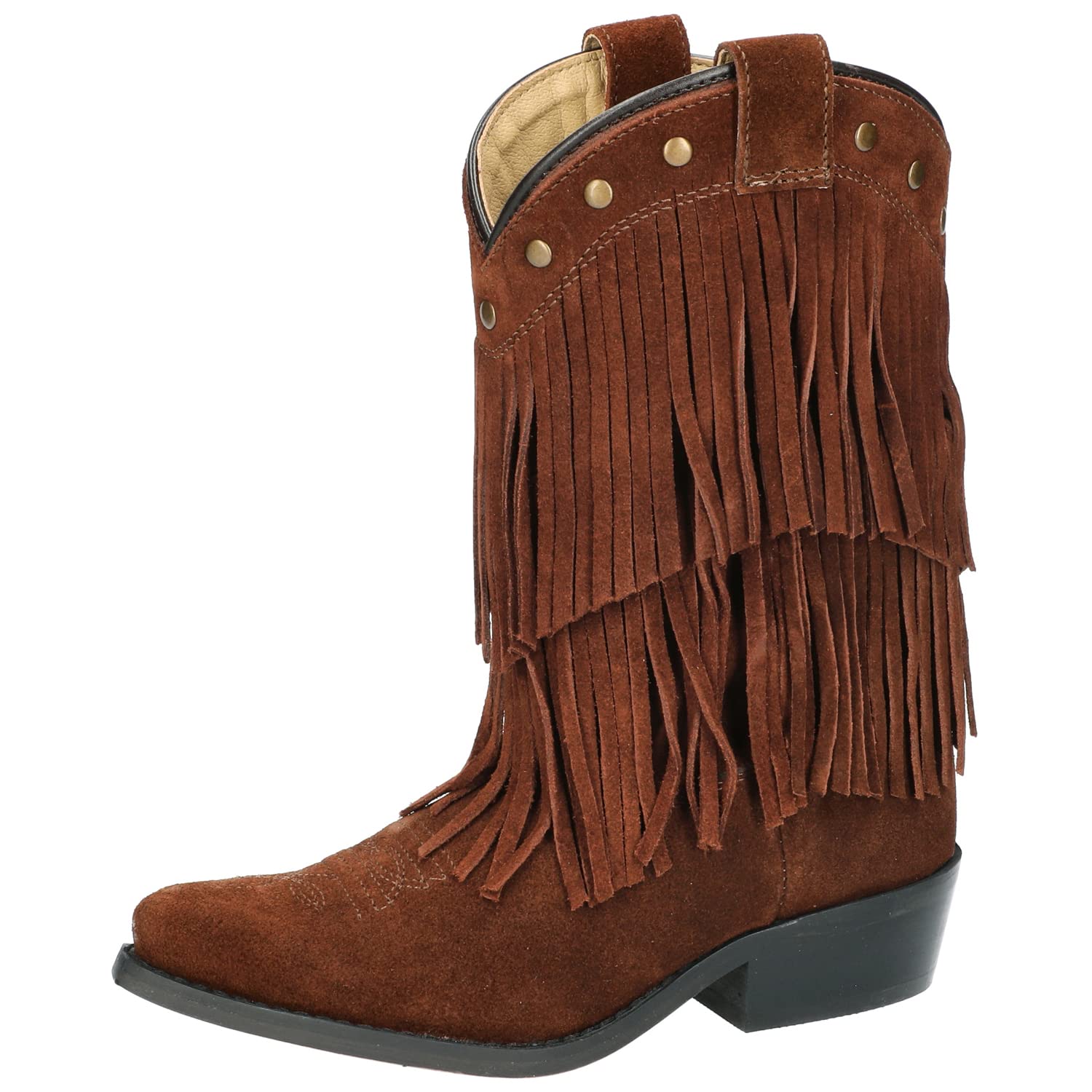 Smoky Girls Wisteria Double Fringe Tan Western Boots for Women - Vintage Cowgirl Ankle Booties for Country Dancing, Rodeo & Western Fashion Outfits