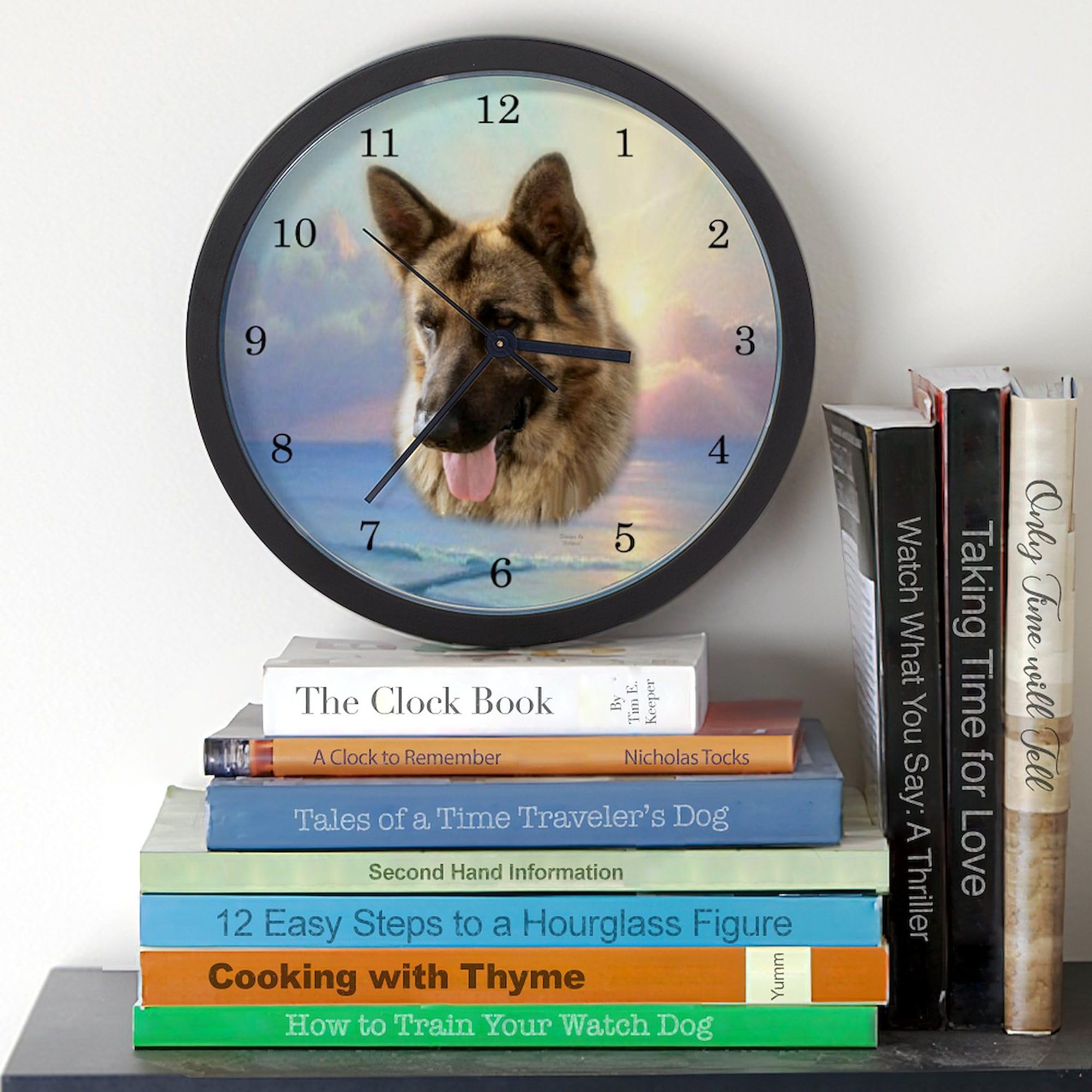 German Shepherd Wall Clock - 10 Inch Decorative Clock for Living Room, Kitchen, or Office | Perfect Pet Lover Gift & Home Decor