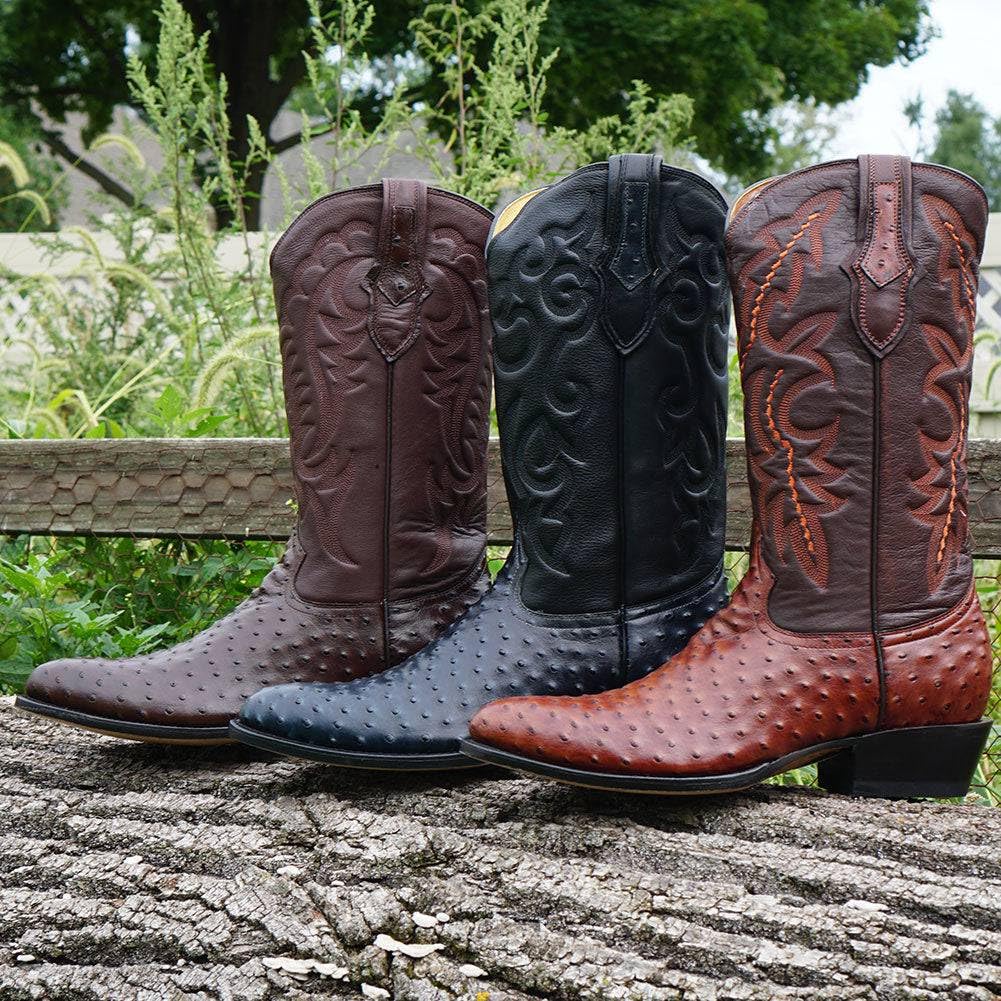 **Soto Boots Men's Ostrich Print Cowboy Boots - Genuine Exotic Western Boots for Men (H7002) - Perfect for Rodeo, Country Dancing & Casual Wear**