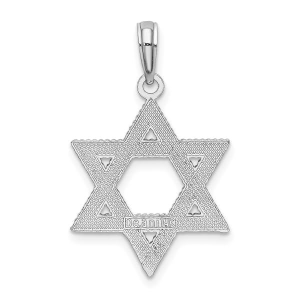 14K Solid White Gold Star of David Necklace - Jewish Magen David Pendant with Chain - Religious Judaica Jewelry for Men & Women - Perfect for Hanukkah, Bar Mitzvah, and Jewish Holidays