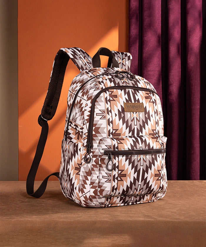 Wrangler Aztec Printed Diaper Bag Backpack - Stylish & Spacious Baby Essentials Organizer for Moms | Perfect for Travel, Daycare & Family Outings