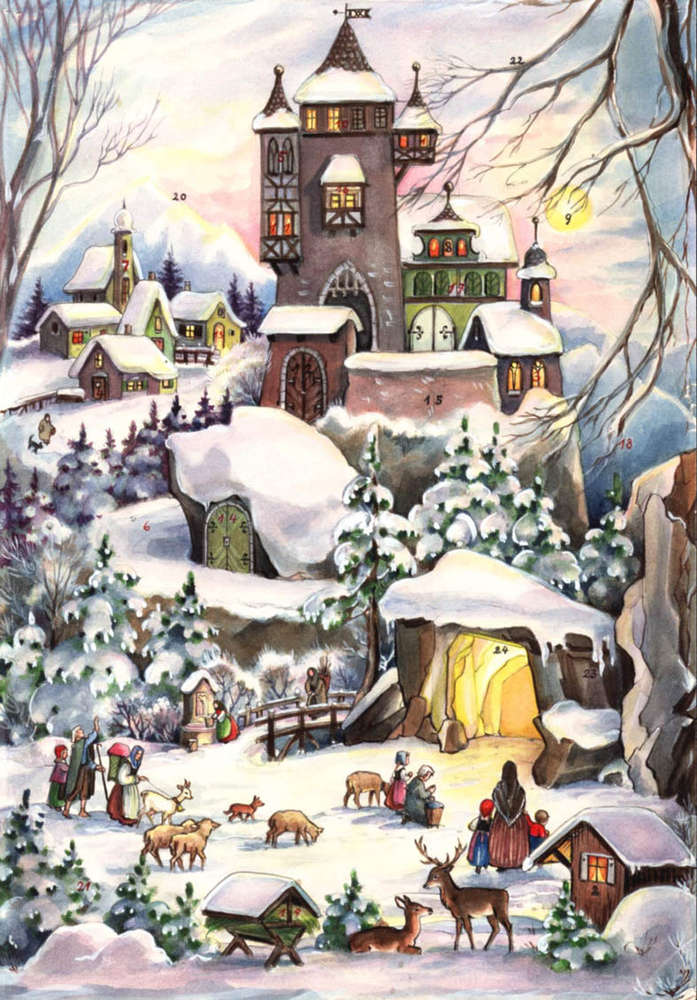 Traditional German Advent Calendar - Nativity Religious Christmas Countdown for Kids & Adults - Perfect for Holiday Decor & Family Celebrations