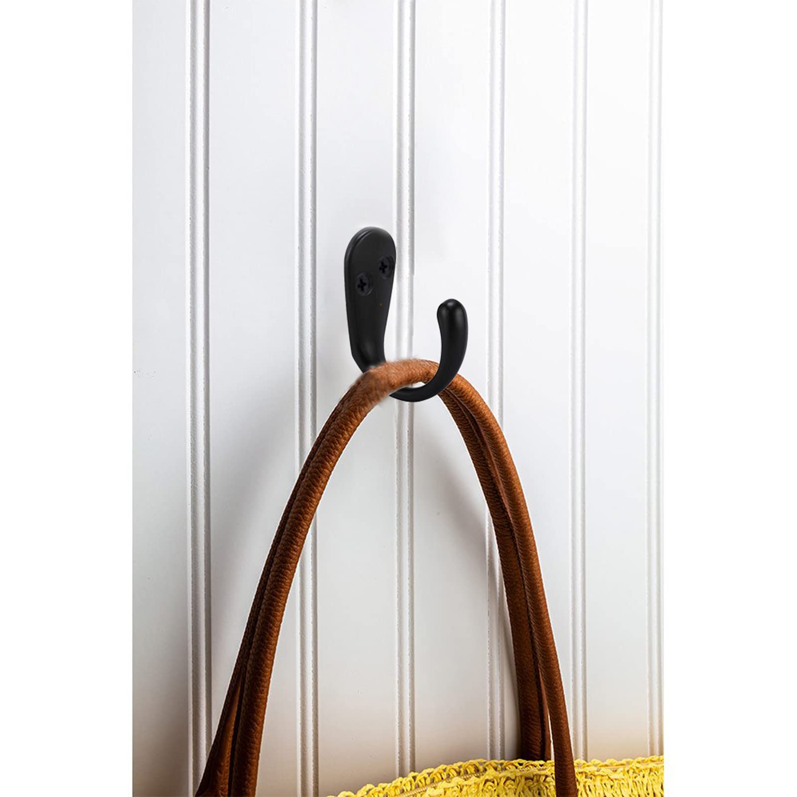SOEAEODG 15-Piece Black Wall Mounted Coat Hooks - Heavy Duty Robe & Towel Hangers for Bathroom, Kitchen, Garage - Includes 30 Screws (Flat Black) | Perfect for Organizing Coats, Hats & Accessories in Home & Office