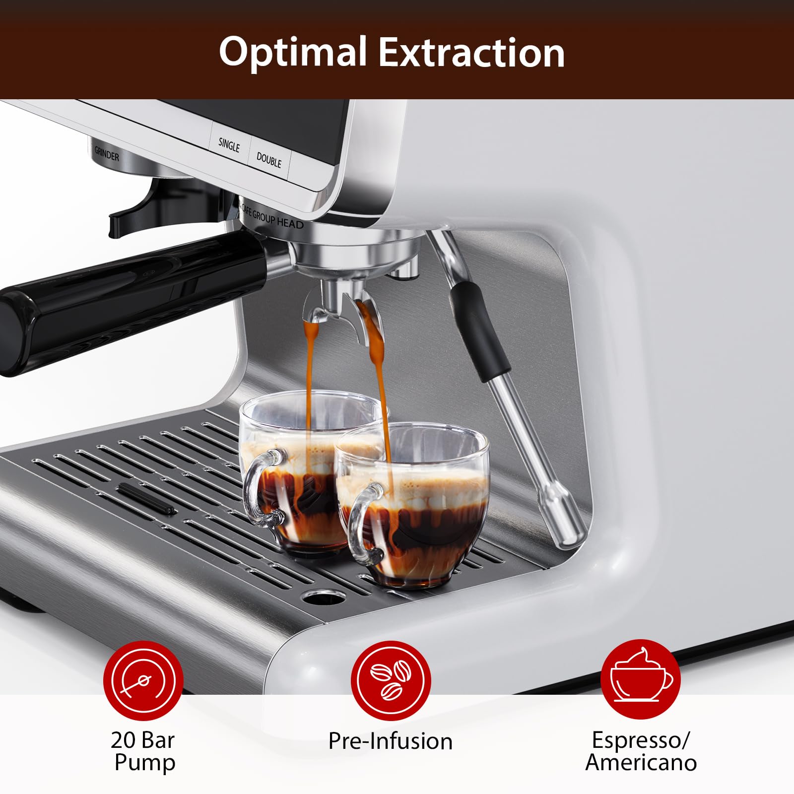 Premium Espresso Machine with Built-in Grinder & Milk Frother - Brushed Stainless Steel Coffee Maker for Home Barista & Commercial Use | Perfect for Coffee Shops, Offices & Gourmet Kitchens