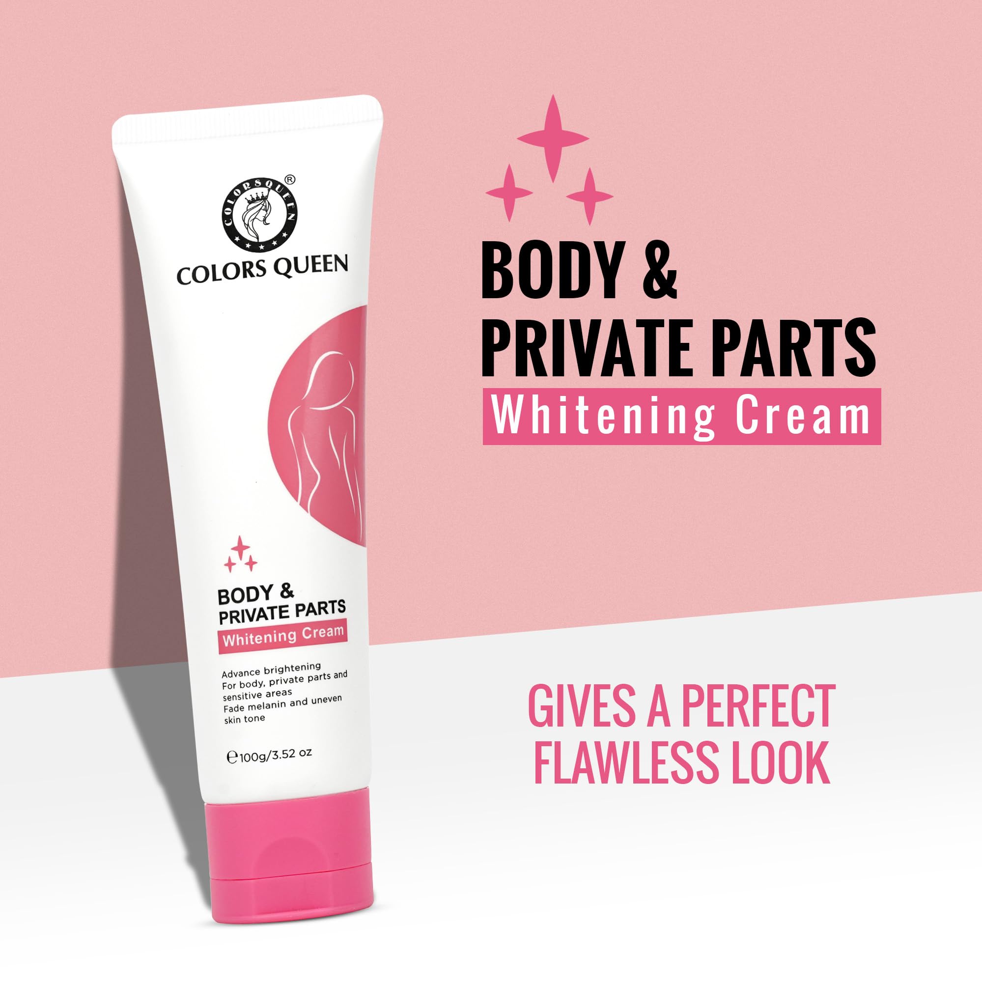 Colors Queen Intimate & Body Whitening Cream with Niacinamide & Hyaluronic Acid - Skin Brightening, Moisturizing Treatment for Neck, Underarms, Bikini Area & Legs | Perfect for Even Skin Tone & Confidence Boost in Summer Dresses & Swimwear