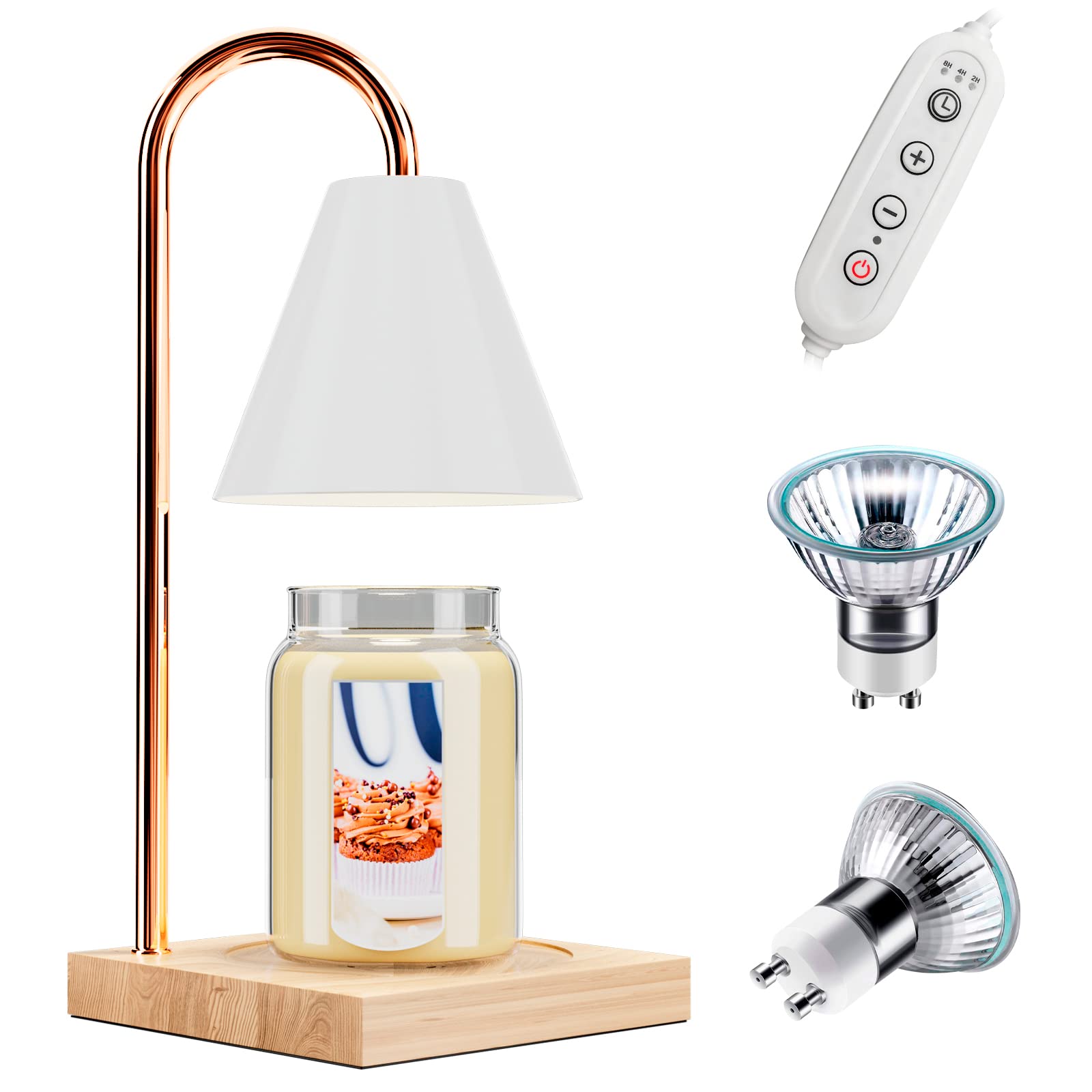 Dimmable Candle Warmer Lamp with Timer - Electric Candle Warmer for Jar Candles, Includes 2 Bulbs - Perfect Gift for Mom - Ideal for Home Decor, Relaxation & Aromatherapy