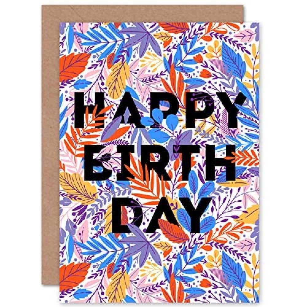 Premium Birthday Greeting Card with Floral Typography & Envelope - Wee Blue Coo Elegant Woven Design - Perfect for Anniversaries, Thank You Notes & Special Occasions