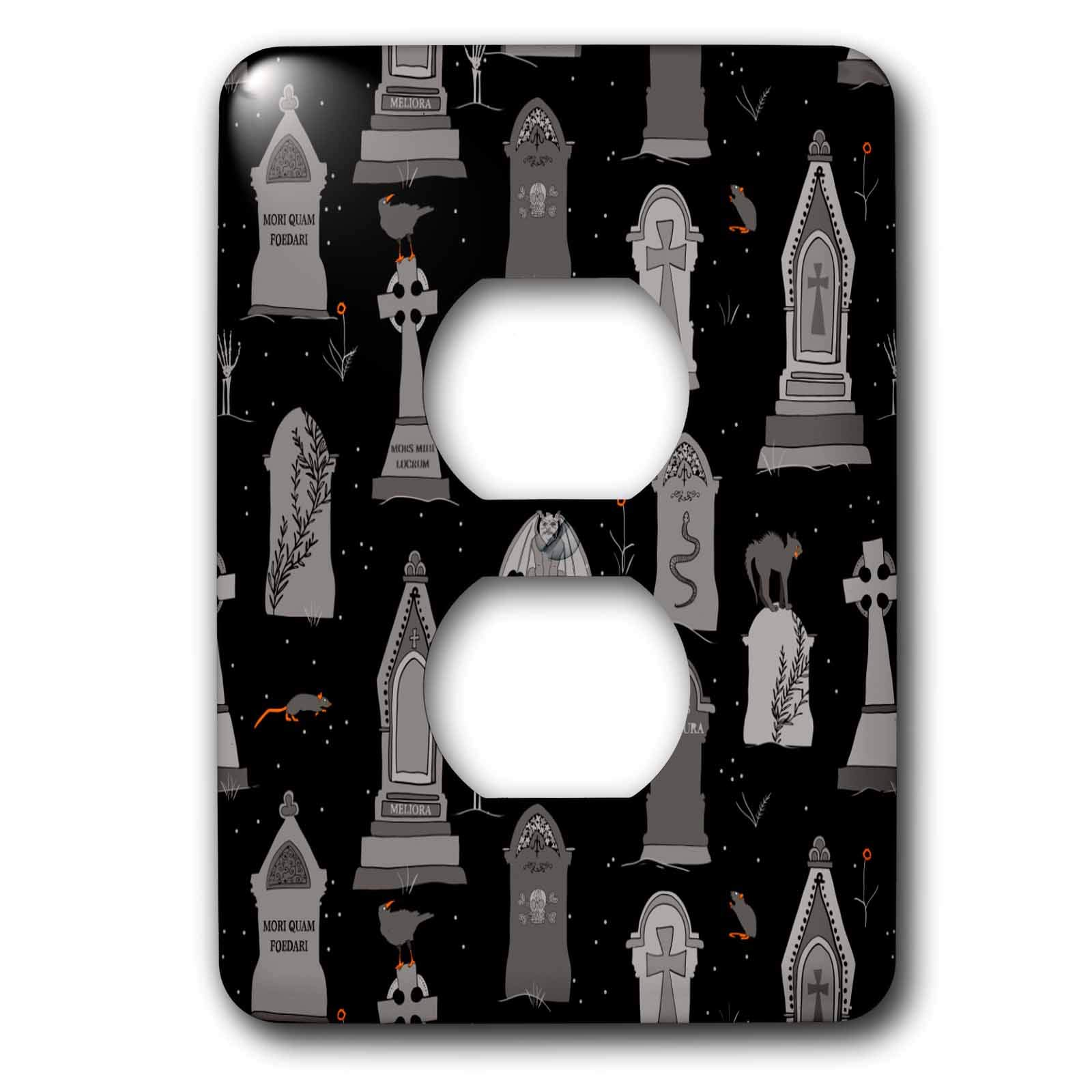 3D Gothic Cemetery Light Switch Cover - Janna Salak Designs - Decorative Wall Plate for Home, Office & Halloween Decor - Single Toggle Size (6