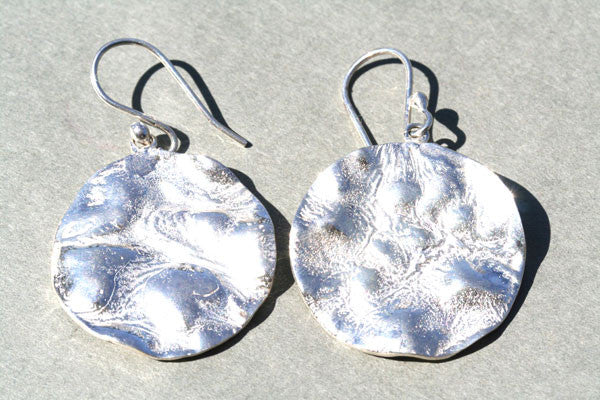 Large Sterling Silver Elephant Skin Disc Earrings – Boho Chic Jewelry for Women, Perfect for Parties, Weddings & Everyday Wear