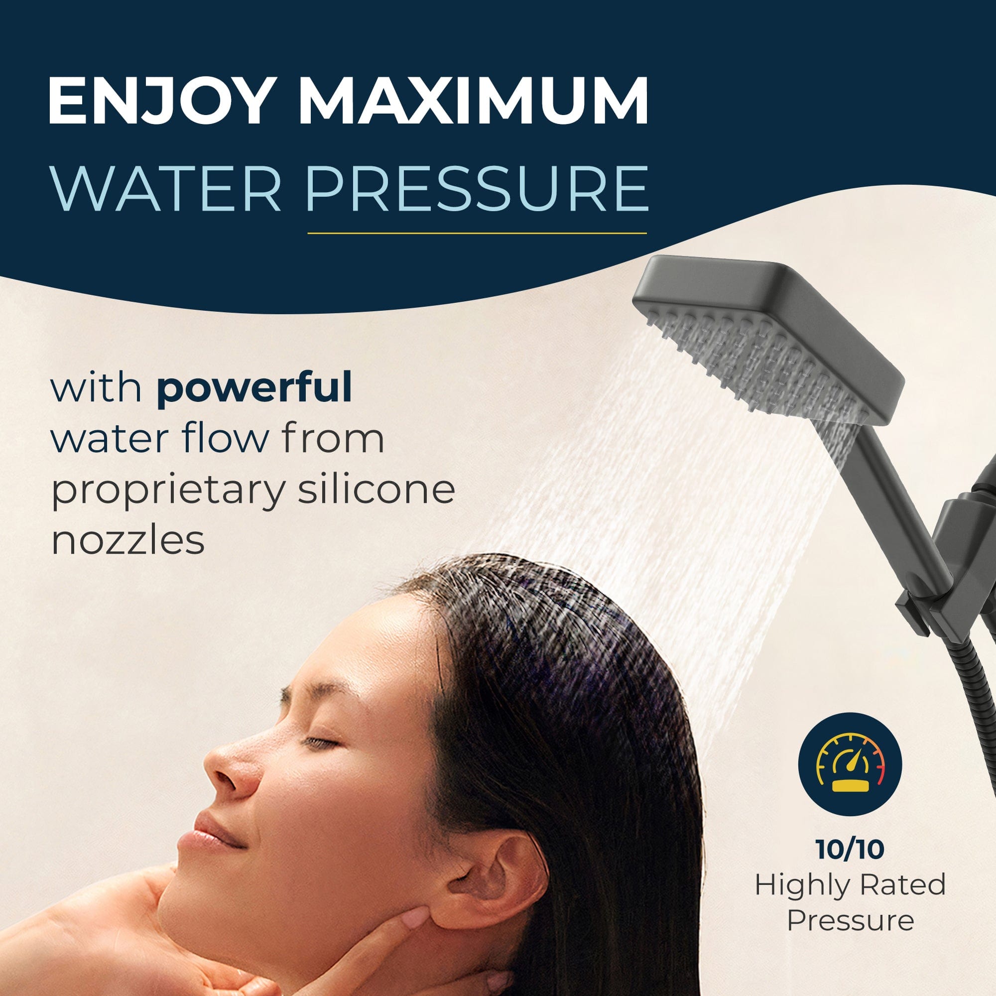 Premium All-Metal Square Handheld Shower Head Set - Complete Shower System with Valve & Trim Kit, 2.5 GPM Water-Saving Design - Perfect for Bathroom Renovation, Spa-Like Experience & Accessibility Needs