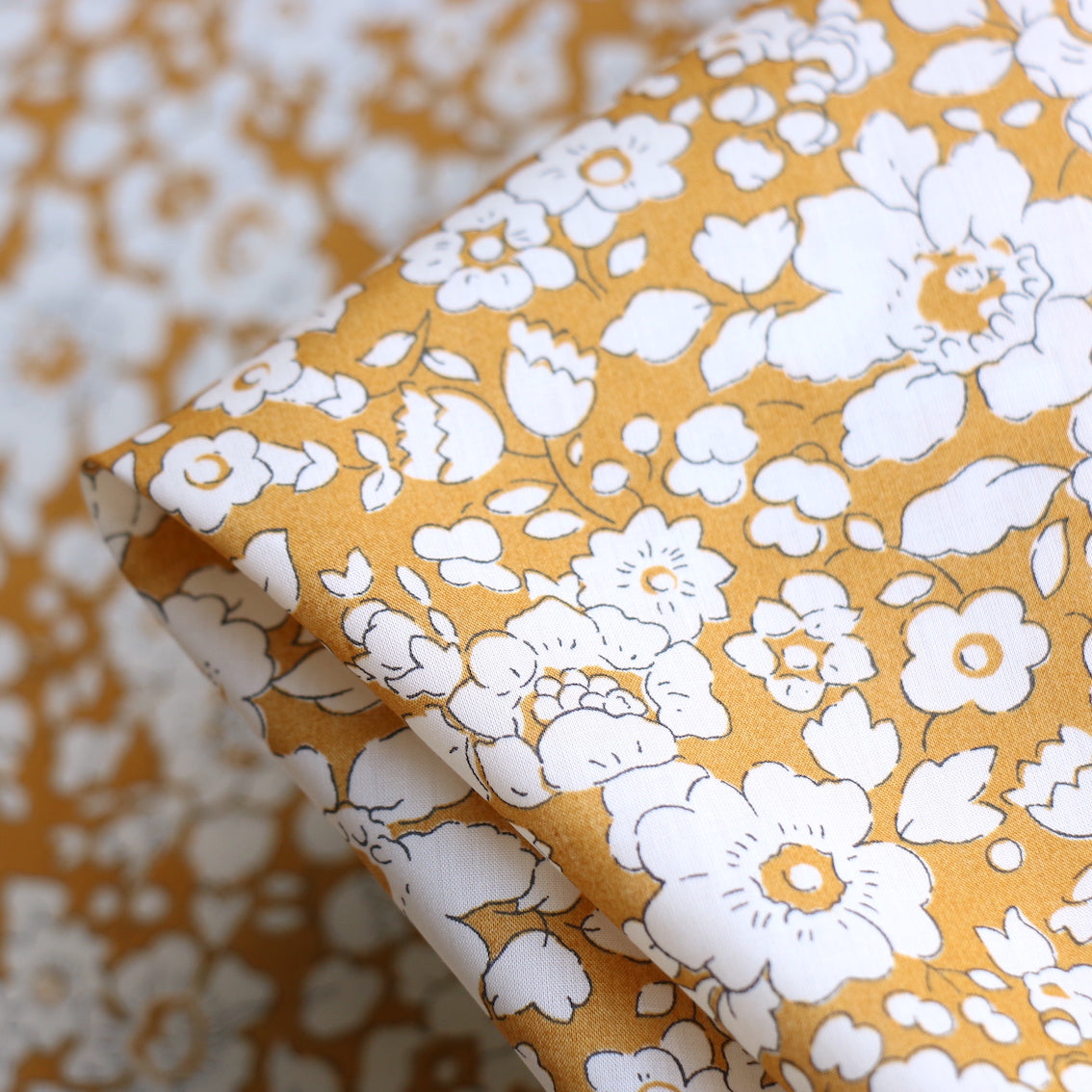 Betsy Boo Mustard Liberty Tana Lawn™ Fabric - Premium Cotton for Dresses, Skirts & Quilting - Perfect for DIY Sewing & Fashion Projects