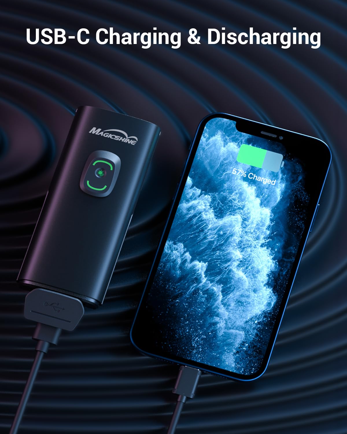 MagicShine RAY 1600B/RAY 2600B Bike Headlight - USB-C Fast Charging, IPX6 Waterproof, Dual High-Power LEDs for Night Cycling & Mountain Biking | Perfect for Commuting, Trail Riding & Outdoor Adventures