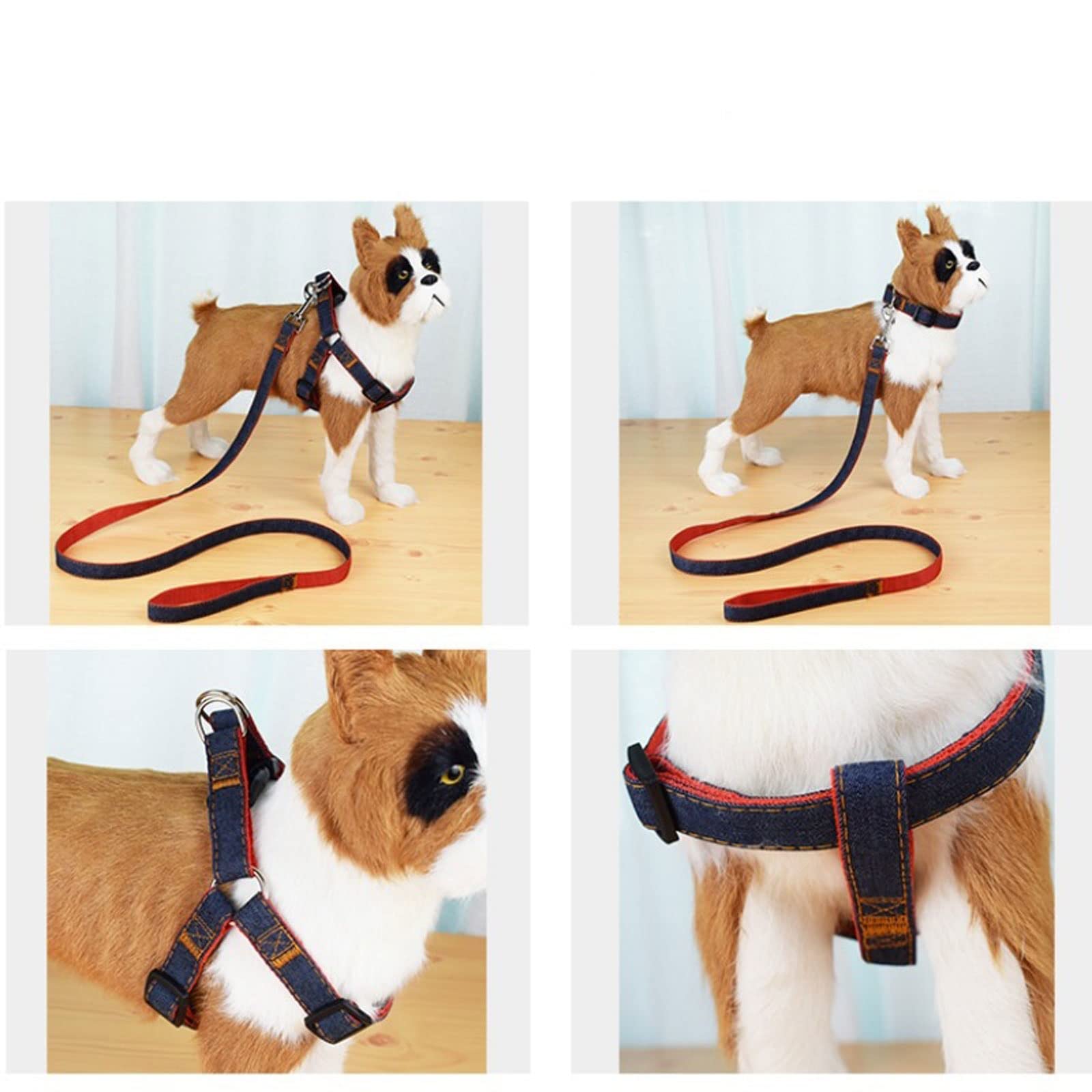 LINKANRUO Slip Leads for Dogs - Adjustable Denim Dog Leash & Vest Harness - Pet Training Supplies for Small Medium Large Breeds - Perfect for Walking, Training, and Outdoor Adventures