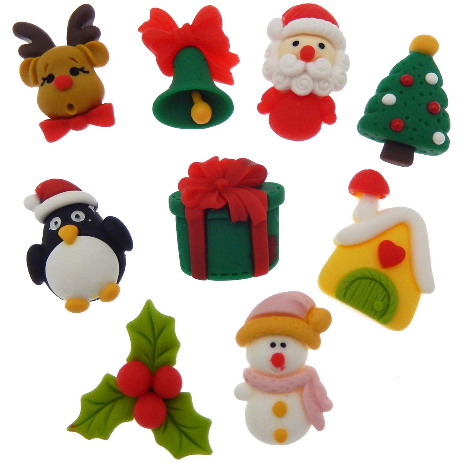 20-Pack Assorted Cartoon Christmas Series Matte Resin Flat Back Embellishments - DIY Scrapbooking, Card Making, Craft Decorations (2-3cm) - Perfect for Holiday Cards, Gift Wrapping & Home Decor