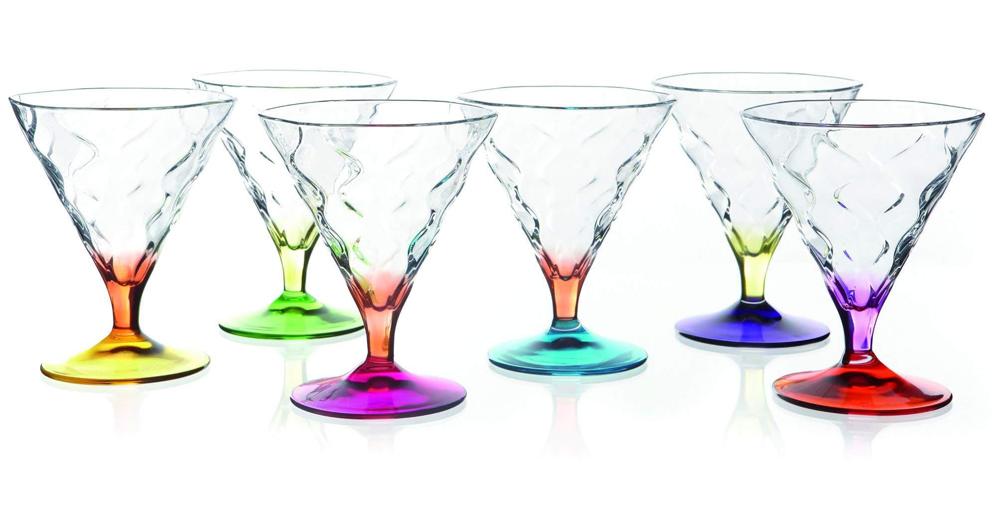 RCR Crystal Riflessi Colored Ice Cream Bowls - Set of 6 Elegant Dessert Dishes for Parties, Weddings & Home Entertaining