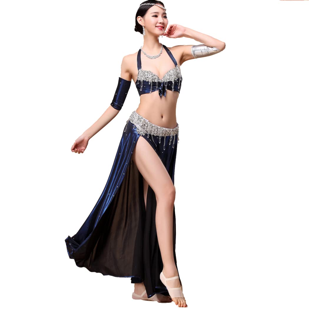 Belly Dance Costume for Women - Professional Belly Dancer Outfit with Top Bra & Ruffled Skirt Set | Perfect for Performances, Halloween, and Dance Parties