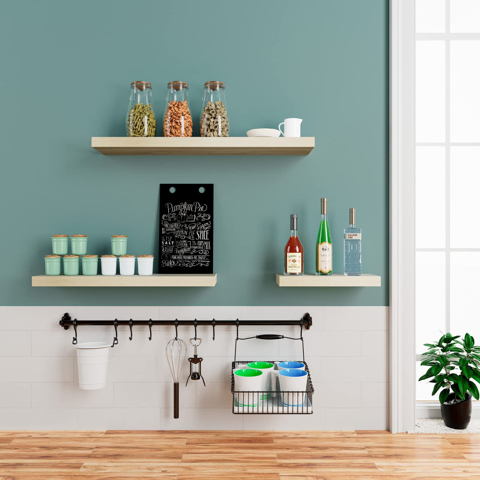 CASARIA® Set of 2 Floating Shelves 70cm x 23cm - Solid Oak Finish Wall Shelves with Brackets for Living Room, Kitchen, Bedroom & Office - 38mm Thick MDF Shelves with Hidden Wall Mounting & 15kg Weight Capacity - Perfect for Displaying Decor, Books & Storage