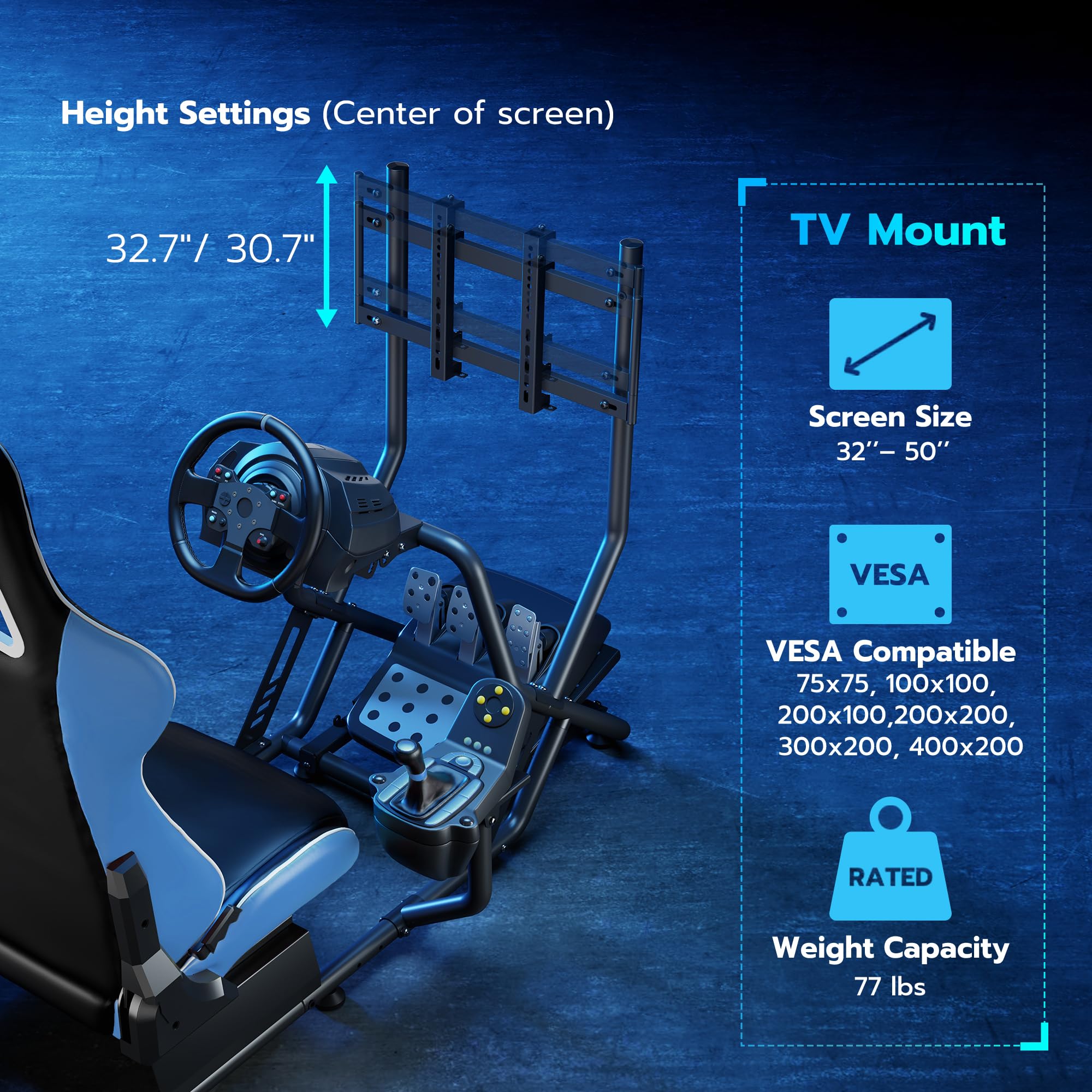 ARES WING Sim Racing Cockpit with Adjustable Monitor Mount & Seat - Compatible with Fanatec, Thrustmaster, Logitech, Moza - Perfect for PS5, PS4, Xbox & PC Racing Games - Ideal for Home Gaming Setup & Professional Esports Training