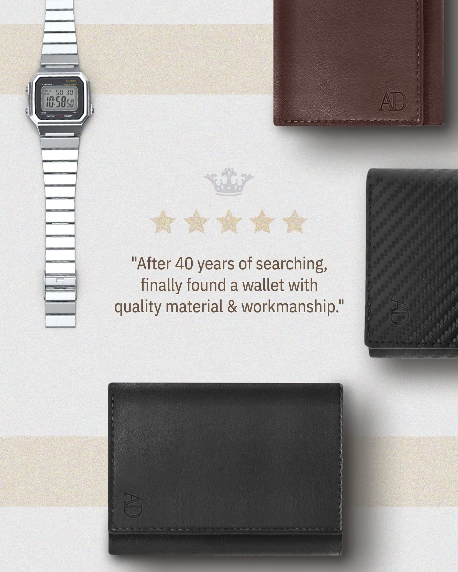 Slim RFID Blocking Trifold Wallet for Men - Genuine Leather Front Pocket Wallet with ID Window - Secure Personal Data - Perfect Gift for Dad, Husband & Boyfriend (Office, Travel & Everyday Use)