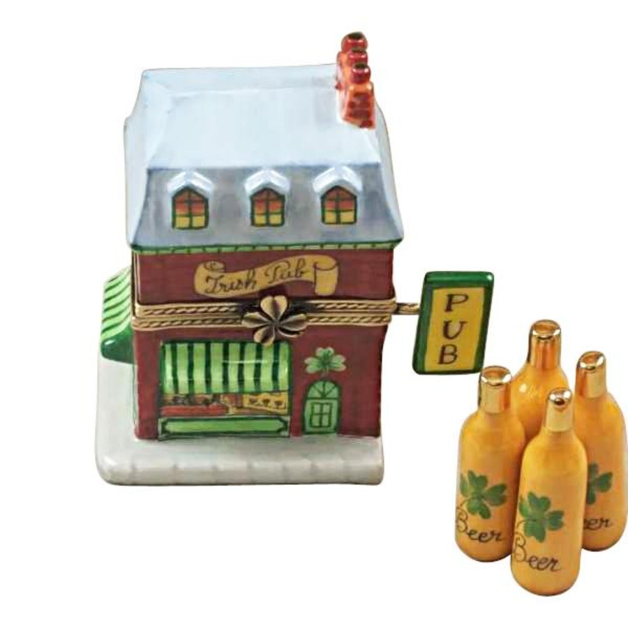 Authentic Irish Pub Limoges Porcelain Beer Bottle Collectible - Perfect for Home Bar Decor, St. Patrick's Day Gifts & Beer Enthusiast Collections