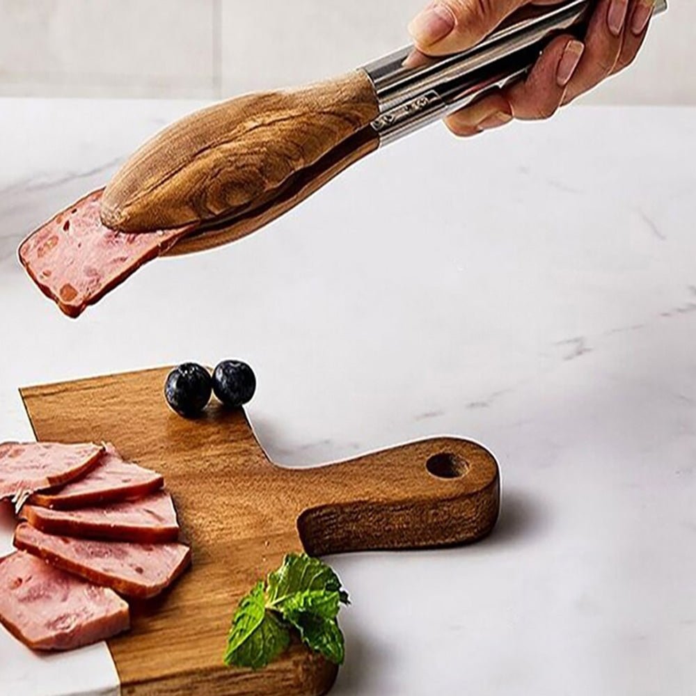 Premium Hazel Wood Tongs - Natural Wooden Kitchen Tongs for Cooking, Serving & Salad Tossing - Eco-Friendly Cooking Utensils for BBQ, Pasta, and Hot Dishes