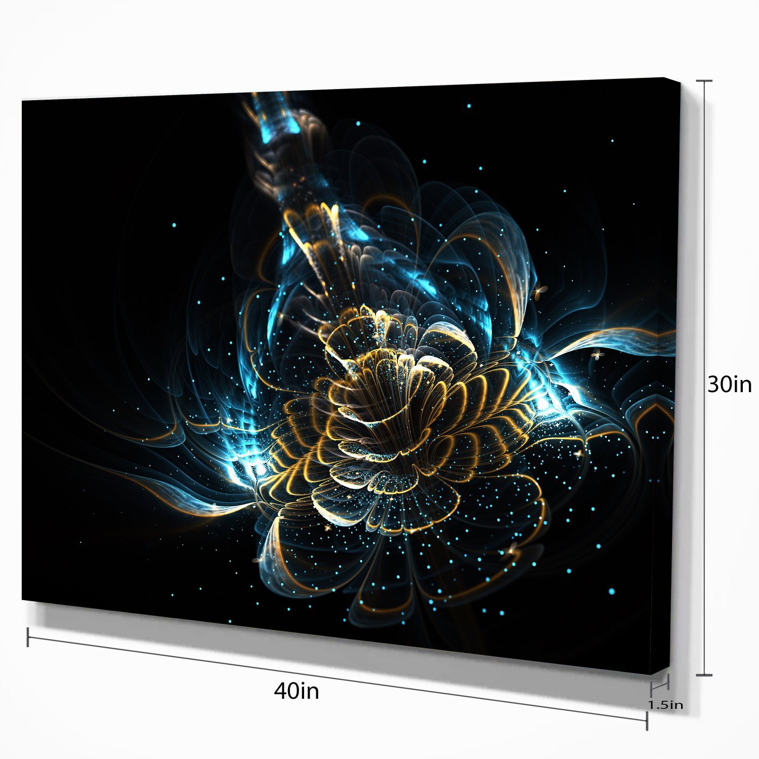 Vibrant Green & Yellow Fractal Floral Art Canvas Print - Modern Home Decor for Living Room, Bedroom & Office