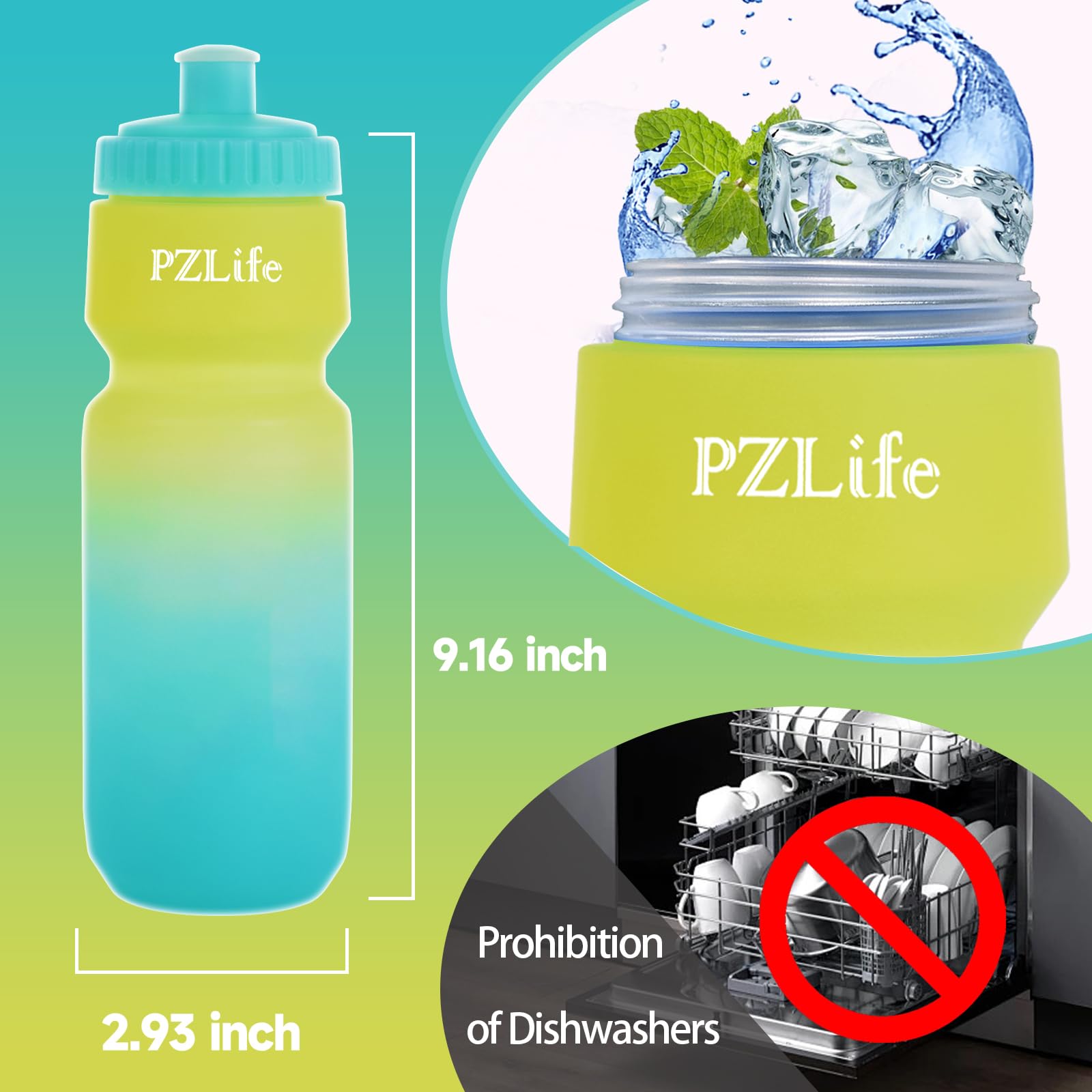 24oz Bike Squeeze Water Bottle with Pull Top Lid - Leakproof, BPA Free, Easy Squeeze Sports Water Bottle for Cycling, Running, Hiking, Gym & Outdoor Activities - Perfect for Hydration During Exercise and Fitness Training