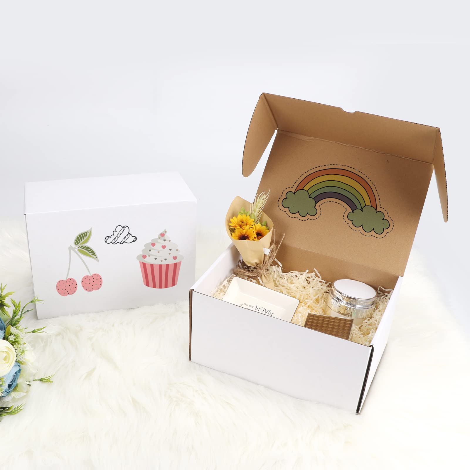 ZBEIVAN 10x7x5 White Shipping Boxes (20-Pack) - Corrugated Mailers for Small Business & Gifts