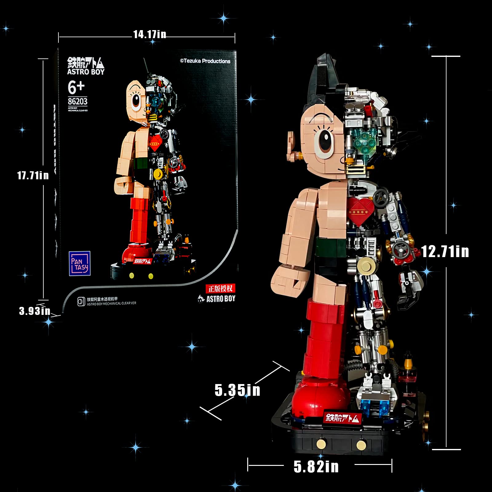 Mech Astro Boy Toy Building Kit - 1258 Pieces, Collectible Mighty Atom Display Model with Half Mech Detail, Handmade Building Blocks Compatible with Lego - Perfect Gift for Adults & Kids, Great for STEM Learning, Anime Collections and Creative Play