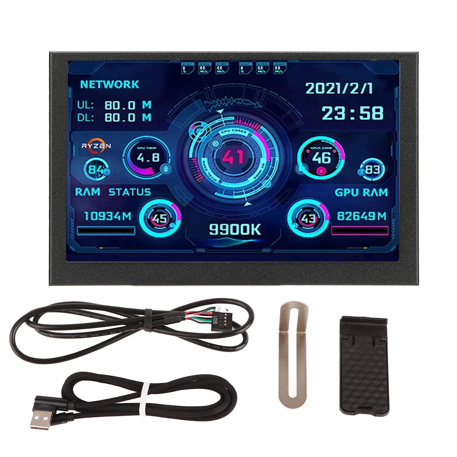 Goshyda 5in IPS USB Mini PC CPU Data Monitor - AIDA64 Sensor Panel Display for Windows System | Real-Time Temperature & RAM Monitoring for Gaming & PC Builds