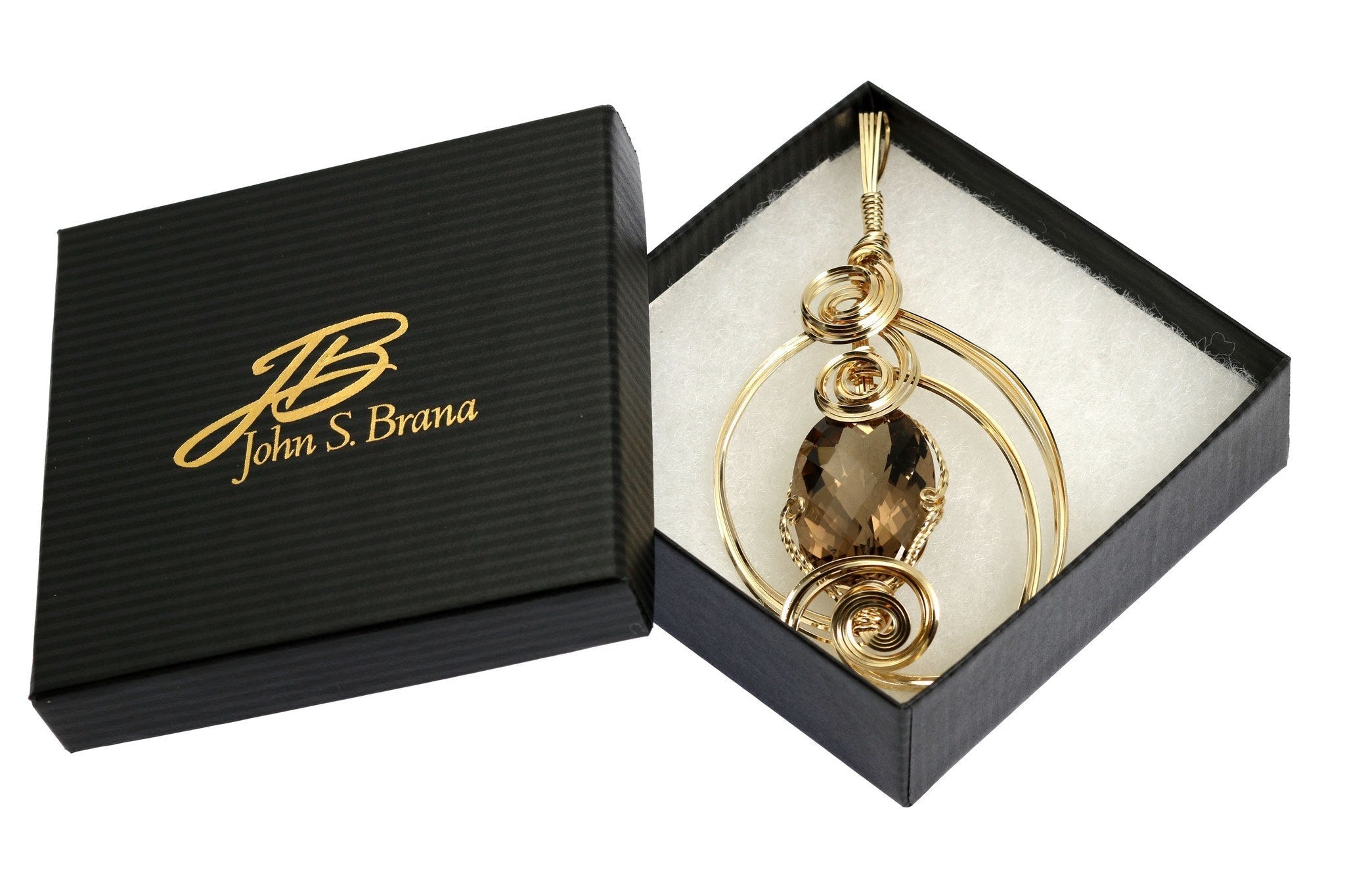 65 CT Smoky Quartz 14K Gold Filled Wire Wrapped Pendant Necklace - Elegant Handmade Jewelry for Women, Perfect for Gifts, Weddings & Special Occasions