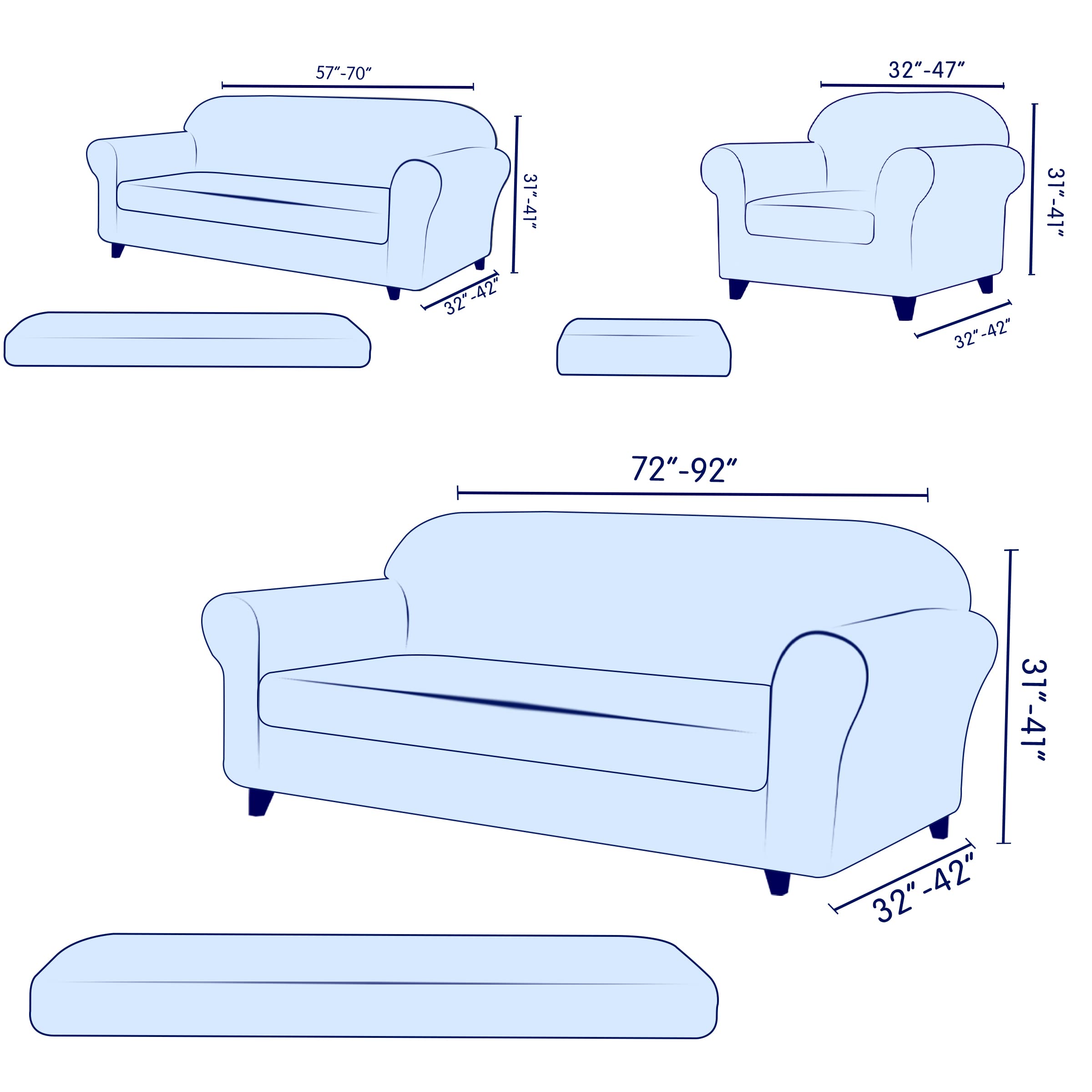 SUBRTEX Stretch Sofa Cover 2-Piece Set - Washable Elastic Slipcover for 2-3 Cushion Couches, Large Wine Red - Perfect for Living Room Protection & Home Decor