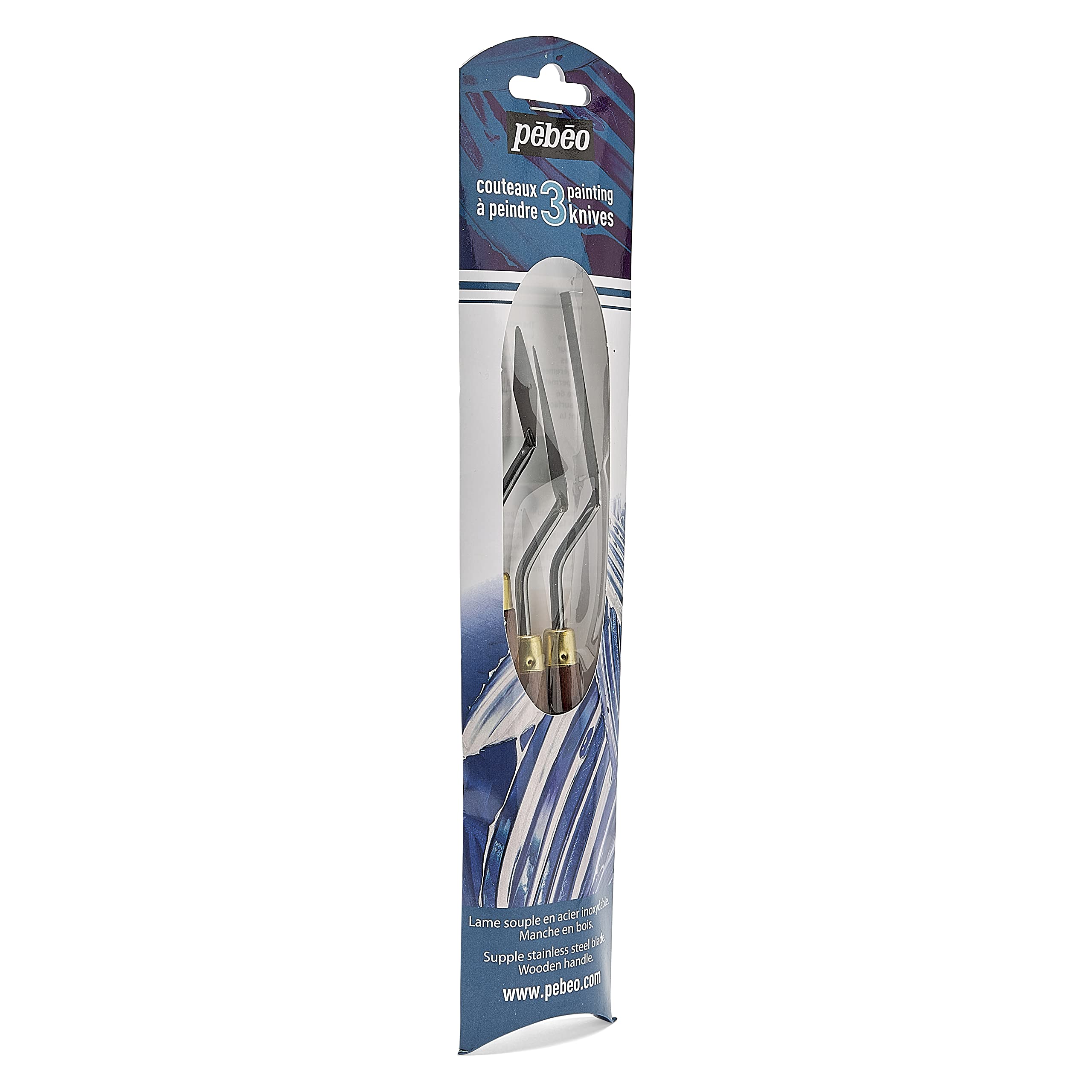 Pebeo Set of 3 Professional Painting Knives for Oil & Acrylic Art - Perfect for Canvas Texturing, Palette Mixing & Fine Detailing