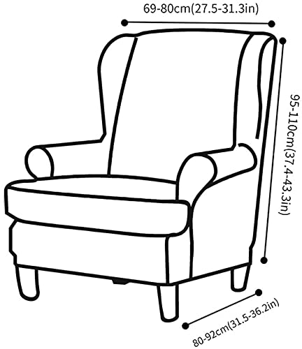 Velvet Stretch Wingback Chair Cover 2-Piece Set with Cushion Cover - Soft Washable Armchair Slipcover for Living Room & Bedroom - MIFXIN Furniture Protector (Green) | Perfect for Home Decor, Reading Nook & Cozy Spaces