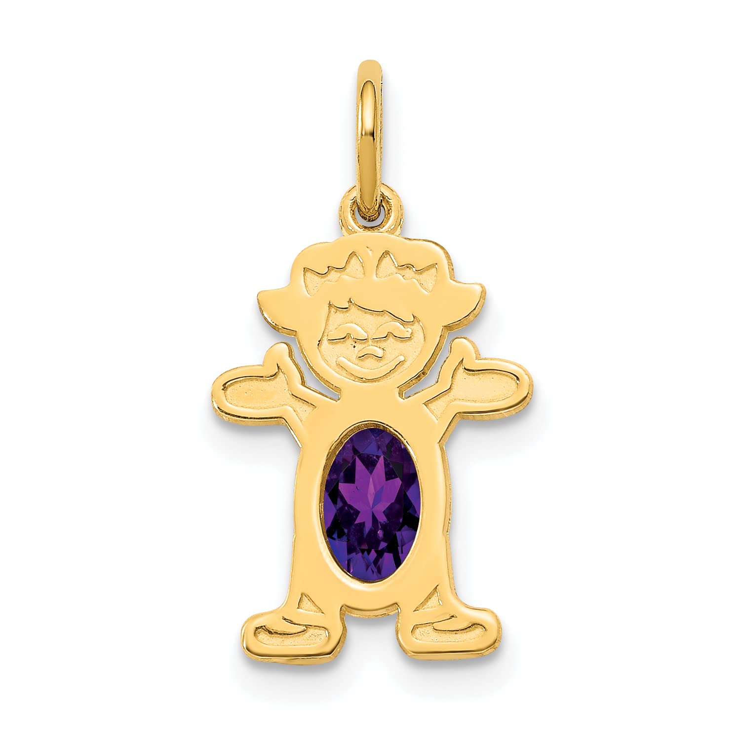 14K Gold Oval Amethyst Charm for Girls | Genuine February Birthstone Jewelry | Perfect for Necklaces, Bracelets & Gifts