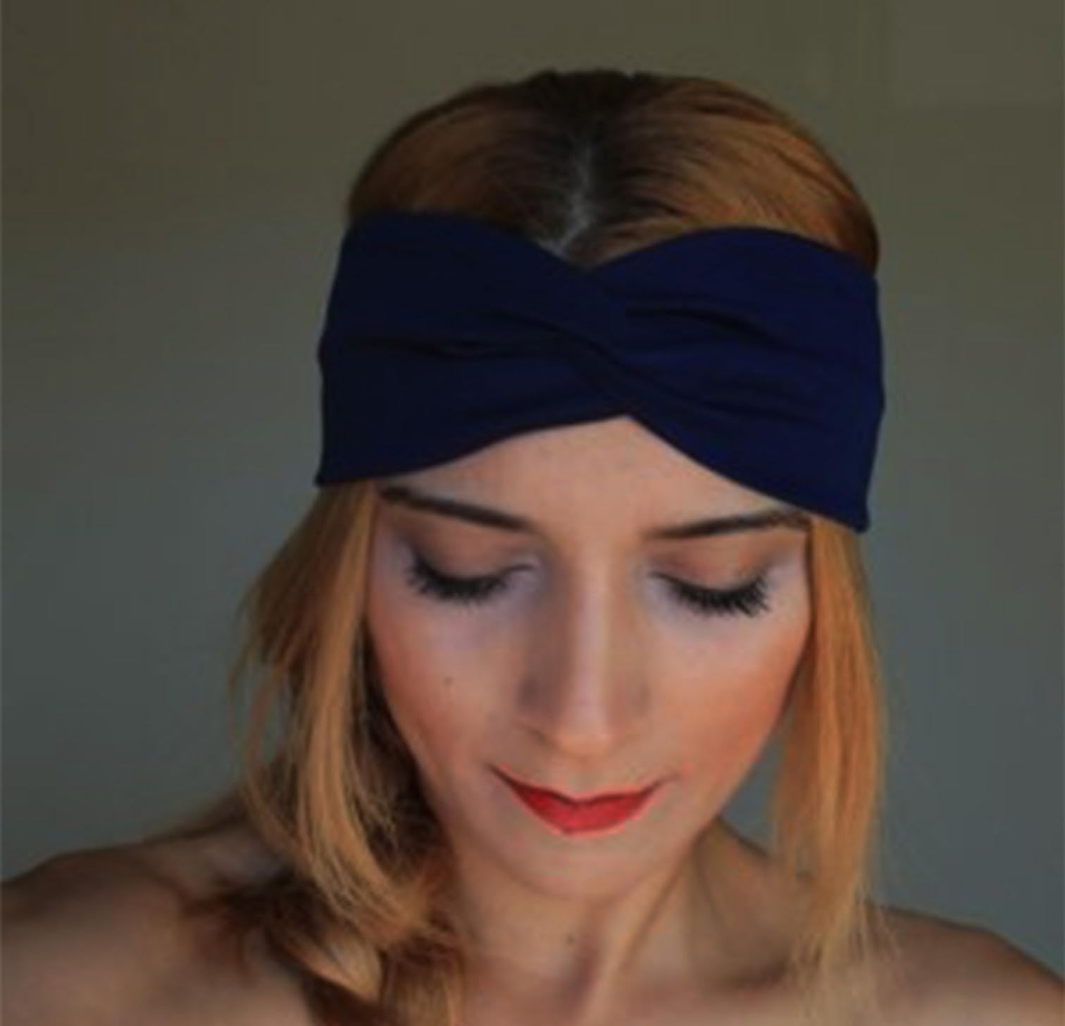 Women's Navy Blue Twist Headbands - Soft & Stretchy Hair Accessories for Workouts, Yoga, and Everyday Style