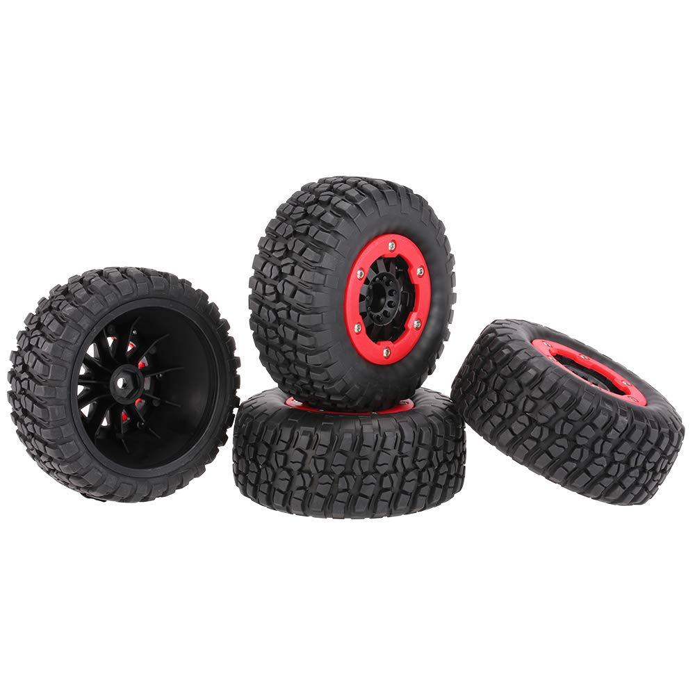 110mm Off-Road Tires and Wheel Rims Set for 1/10 Scale RC Short Course Trucks - Compatible with Traxxas Slash, Redcat Blackout - Perfect for Racing, Bashing & Off-Road Adventures