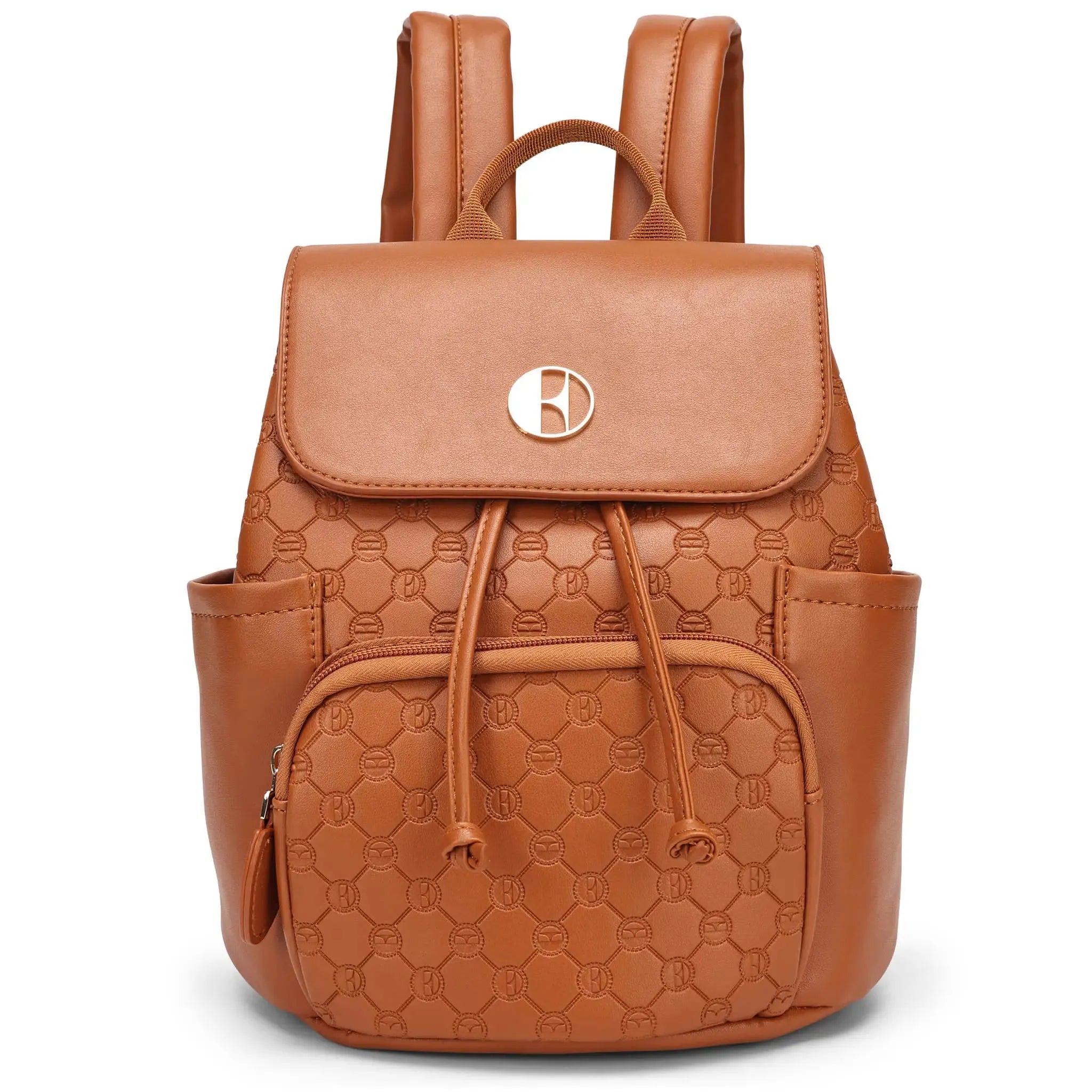 10L Vegan Leather Monogram Mini Backpack for Women - Stylish Waterproof Travel Daypack, Perfect for Hiking, Shopping & College Campus Use