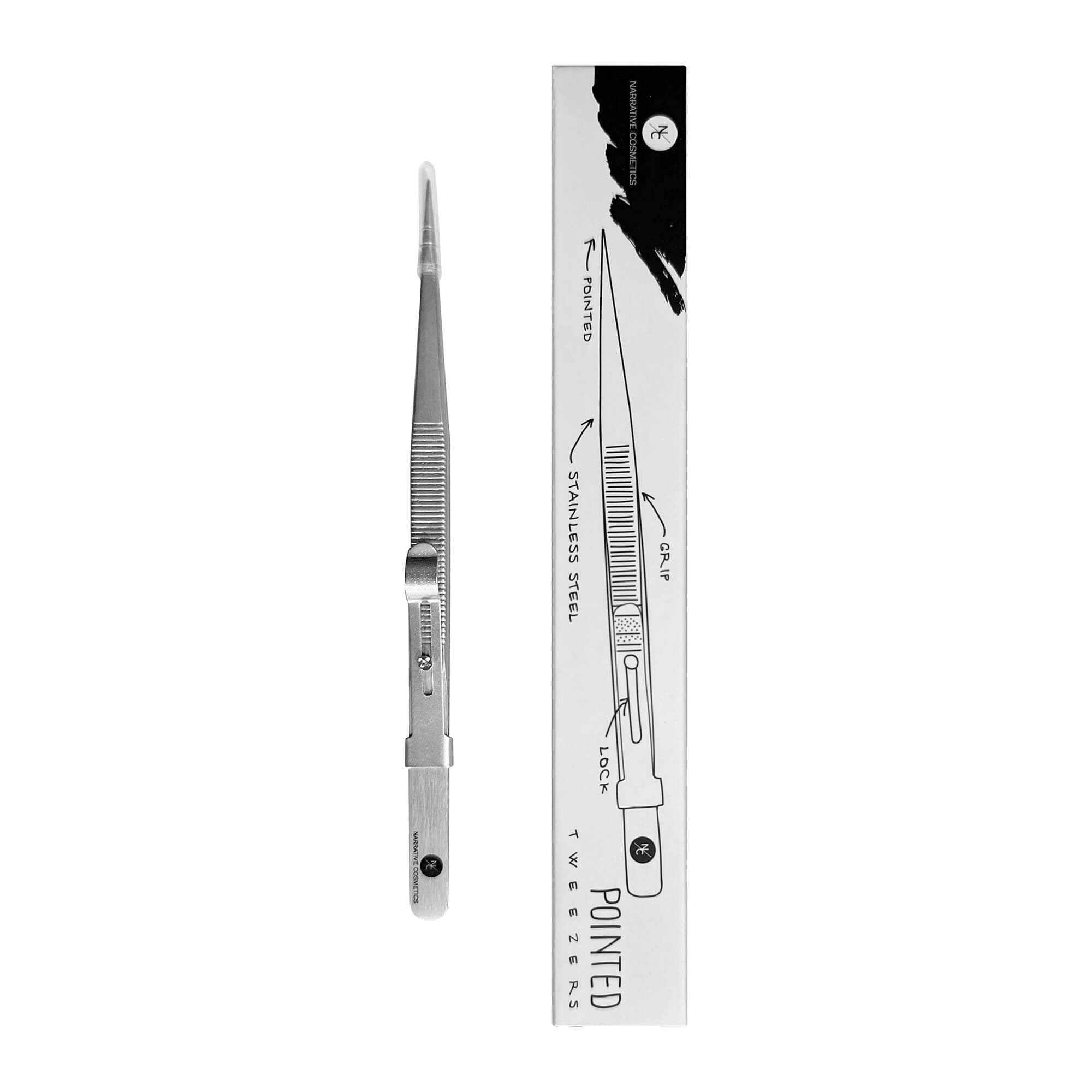 Premium Stainless Steel Tweezers with Sliding Lock - Professional Slant Tip for Eyebrow Plucking, Splinter Removal & Crafting - Ideal for Beauty, First Aid & DIY Projects