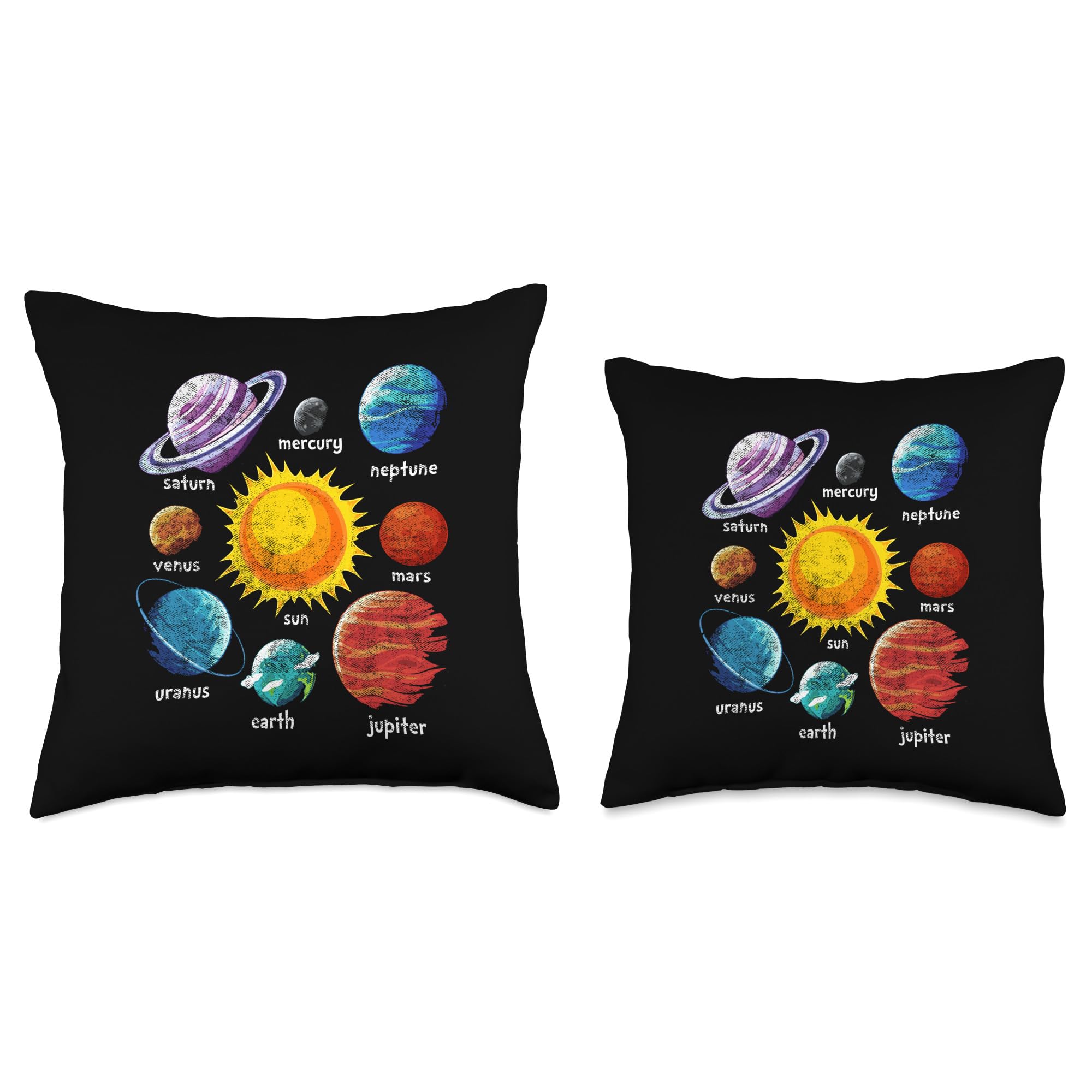 Solar System Throw Pillow - Astronomy Gift with Planets & Sun Design - Perfect for Space Lovers, Home Decor & Classroom Education