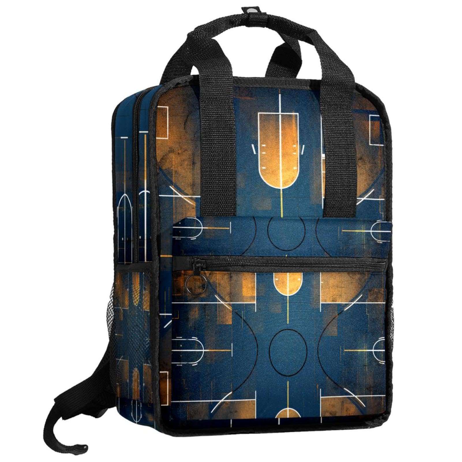 Men's & Women's Travel Backpack - Durable & Stylish Art Basketball Court Design Backpack for Hiking, Gym & Daily Commute