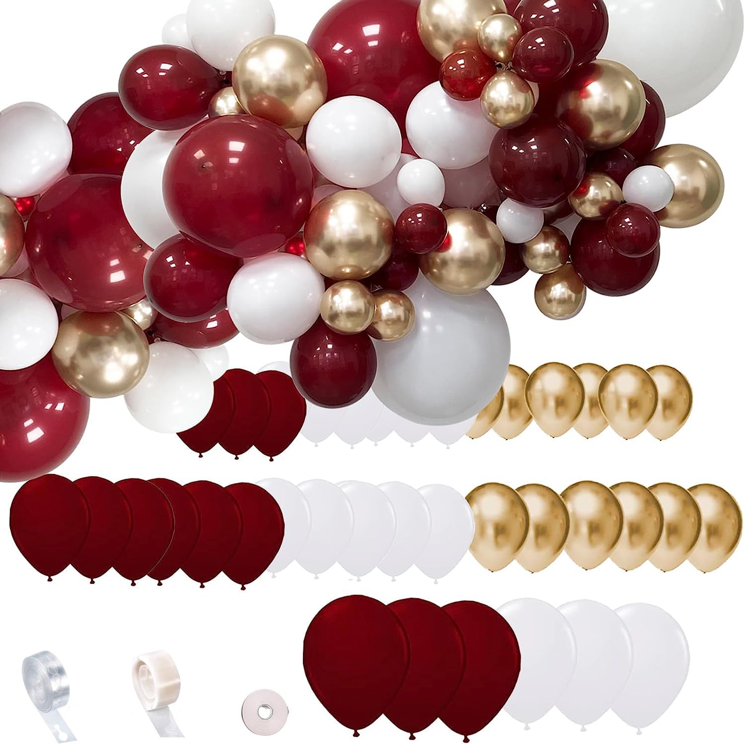 2025 Burgundy & Gold Graduation Party Decorations Kit - 81pcs Balloons, Maroon Gold Theme for Graduation, Birthday & Bridal Showers - Perfect for Fall Celebrations & Women's Events