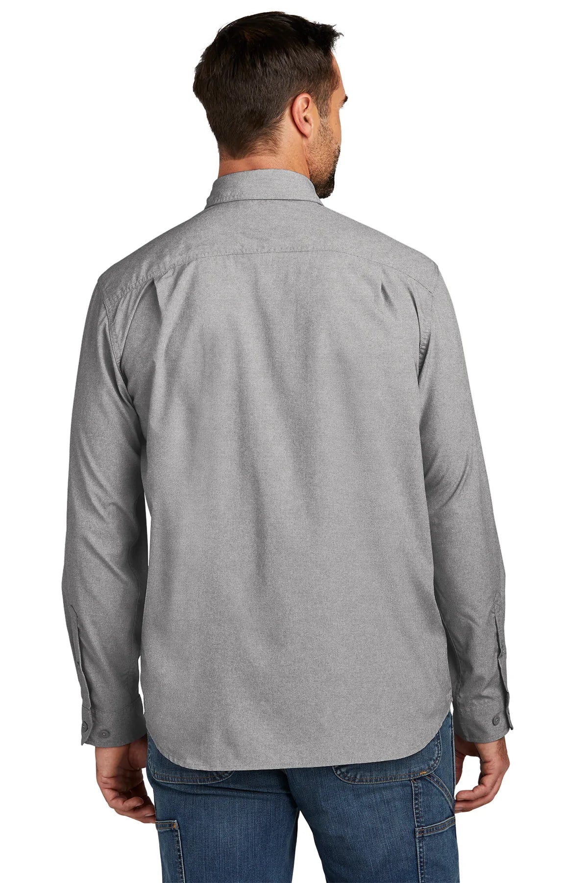 Carhartt Force Long Sleeve Custom Work Shirts for Men - Steel Gray - Durable Cotton T-Shirts for Construction, Landscaping & Outdoor Work