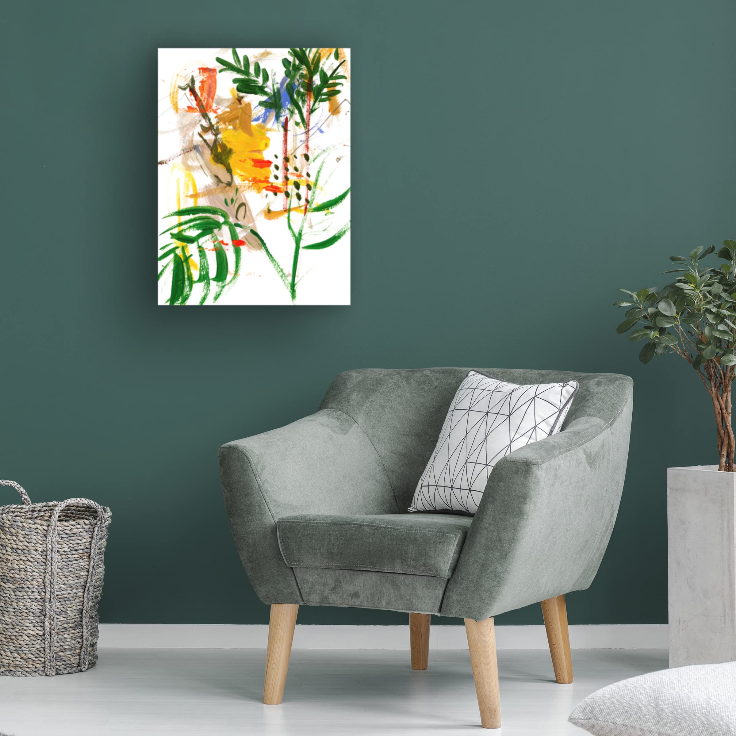 Melissa Wang 'Jungle in My Heart IV' Canvas Wall Art Print - Tropical Jungle Painting for Living Room, Bedroom & Office Decor - Modern Botanical Home Decor