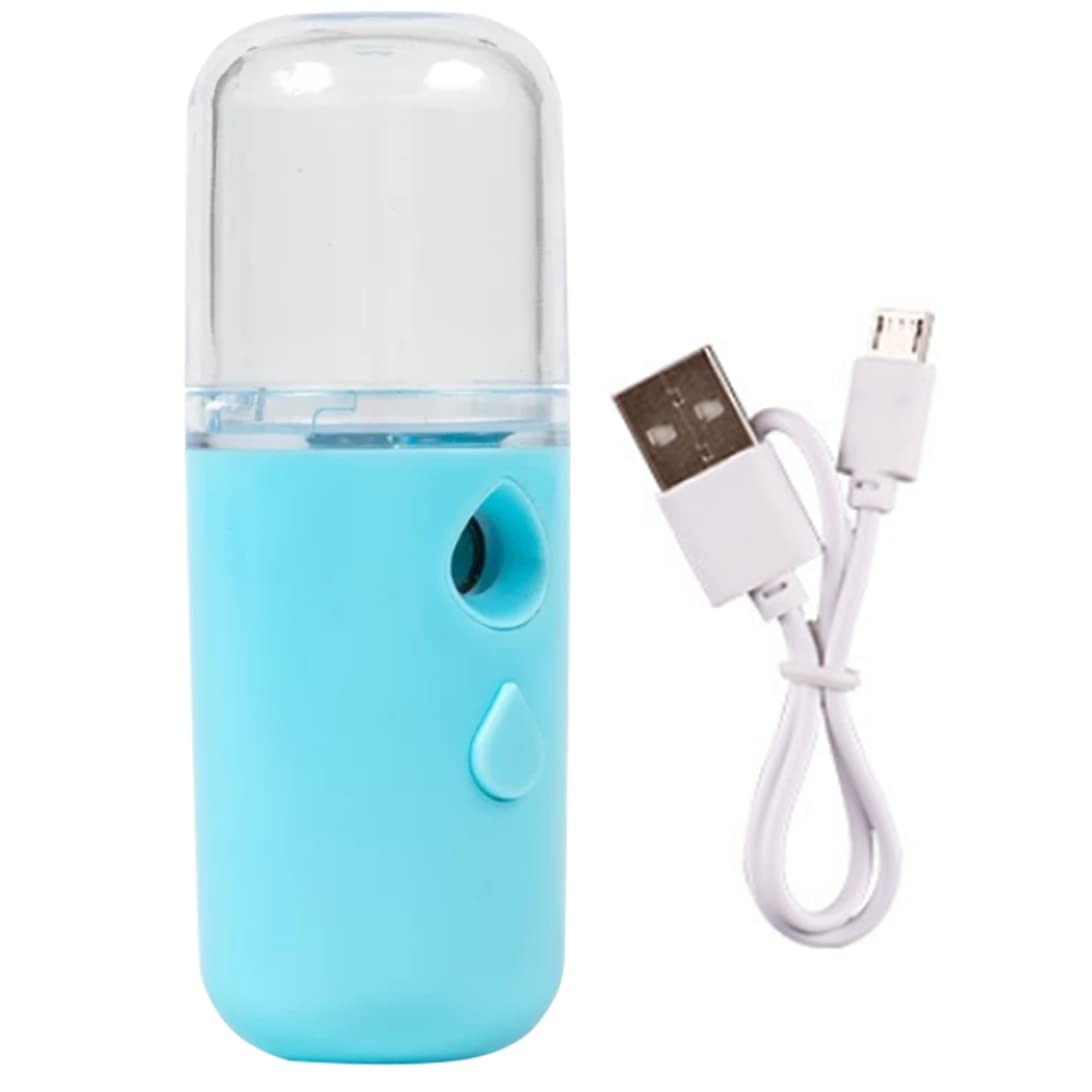 Portable USB Rechargeable Nano Facial Mist Sprayer - 30ML Hydrating Face Steamer for Skin Care & Moisturizing | Perfect for Travel, Office & Daily Skincare Routine (Blue)